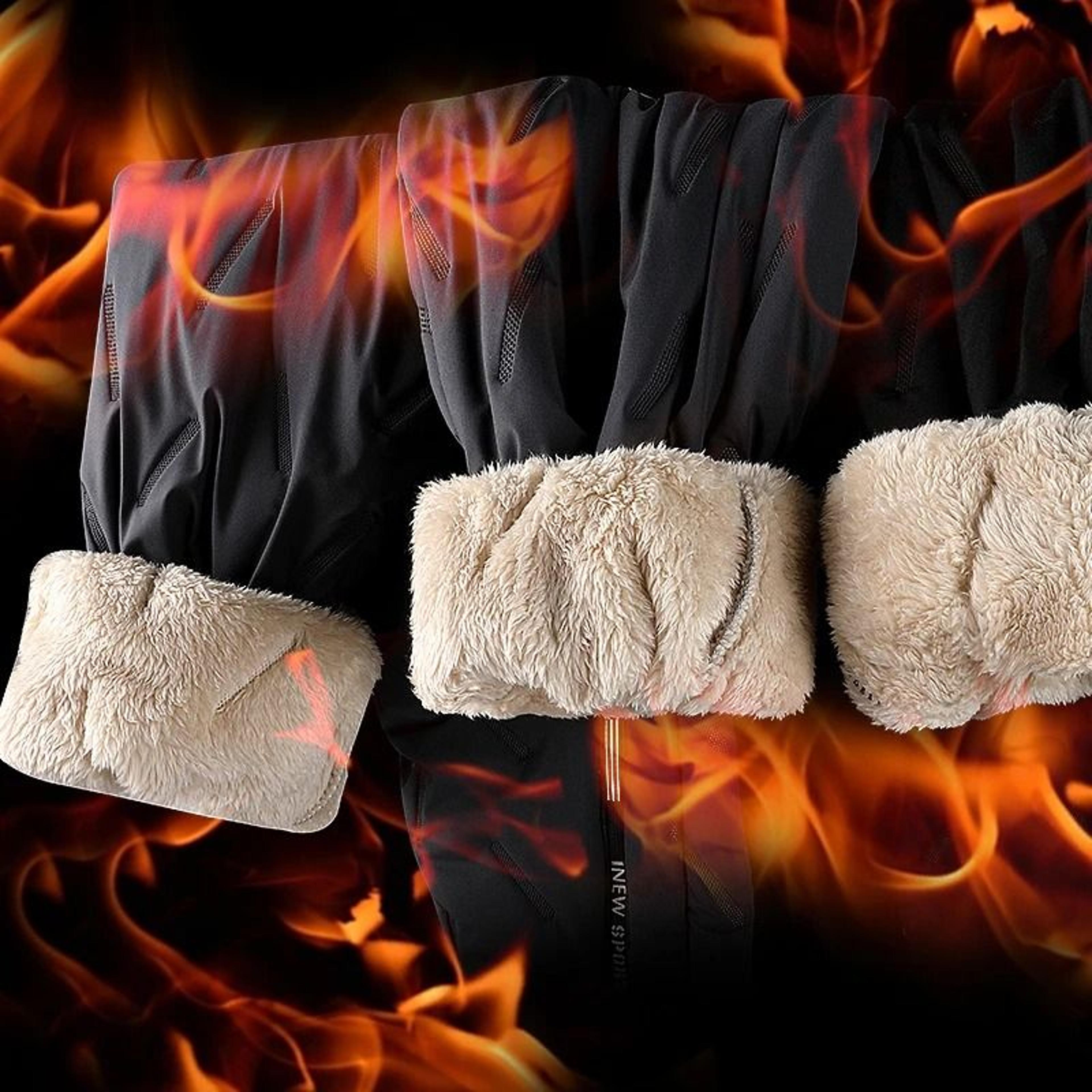 Women Winter Thick Plush Straight Leg Warm Pants 3