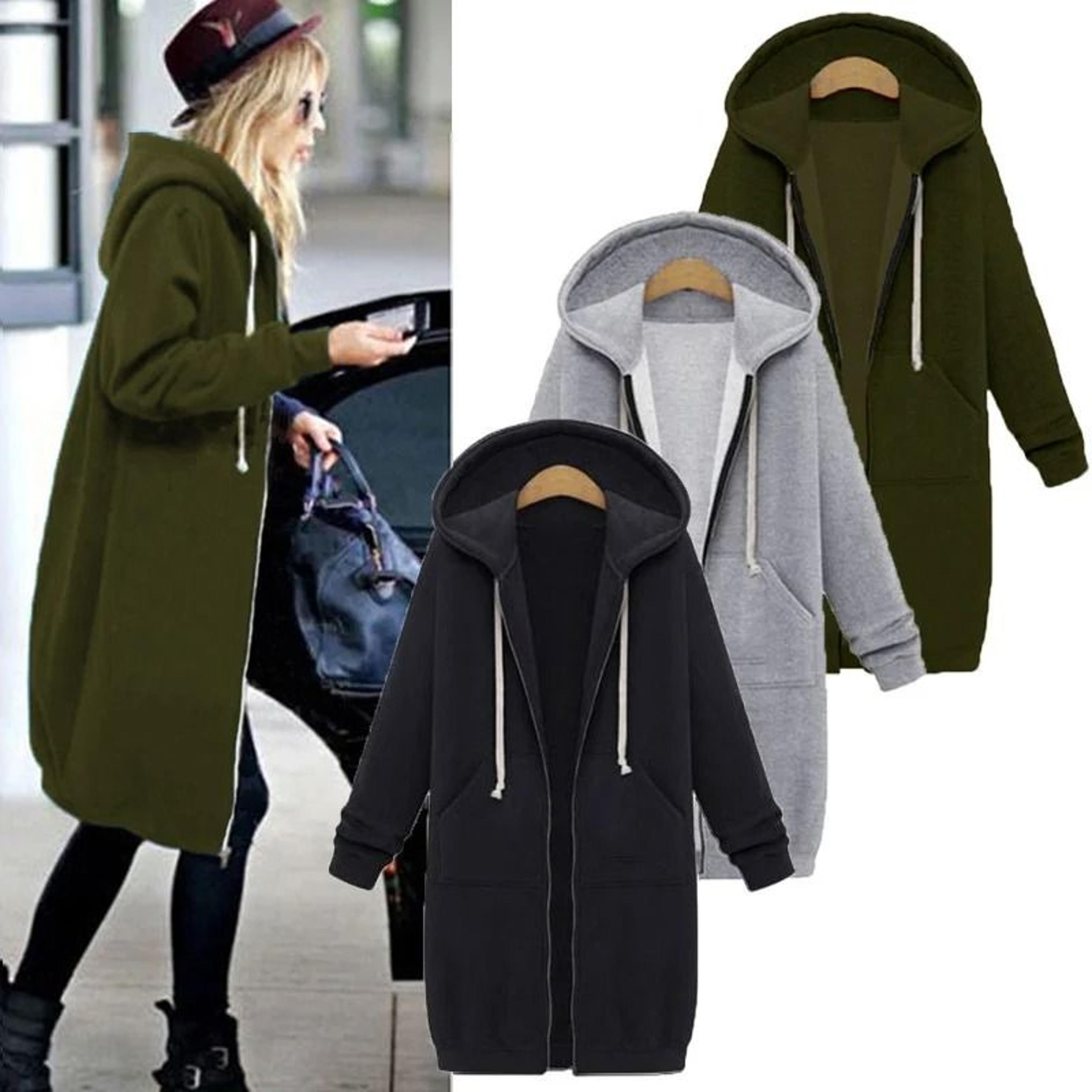 Women Thick Fleece Hooded Parka Jacket Winter Zip Up Sweatshirt Sports Outwear 0