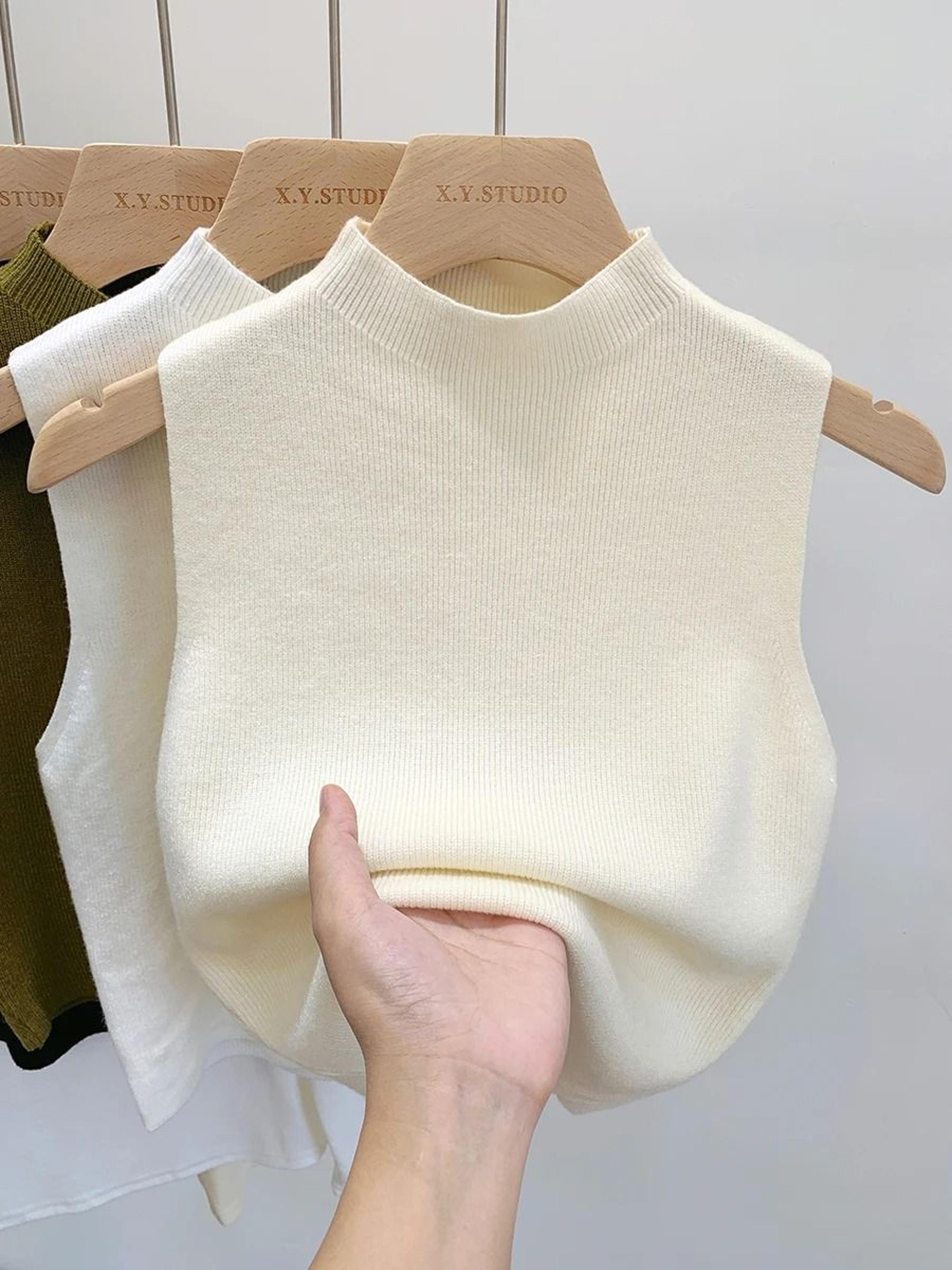 Slim Fit Knitted Tank Top Sleeveless Short Pullover Sweater For Women 1