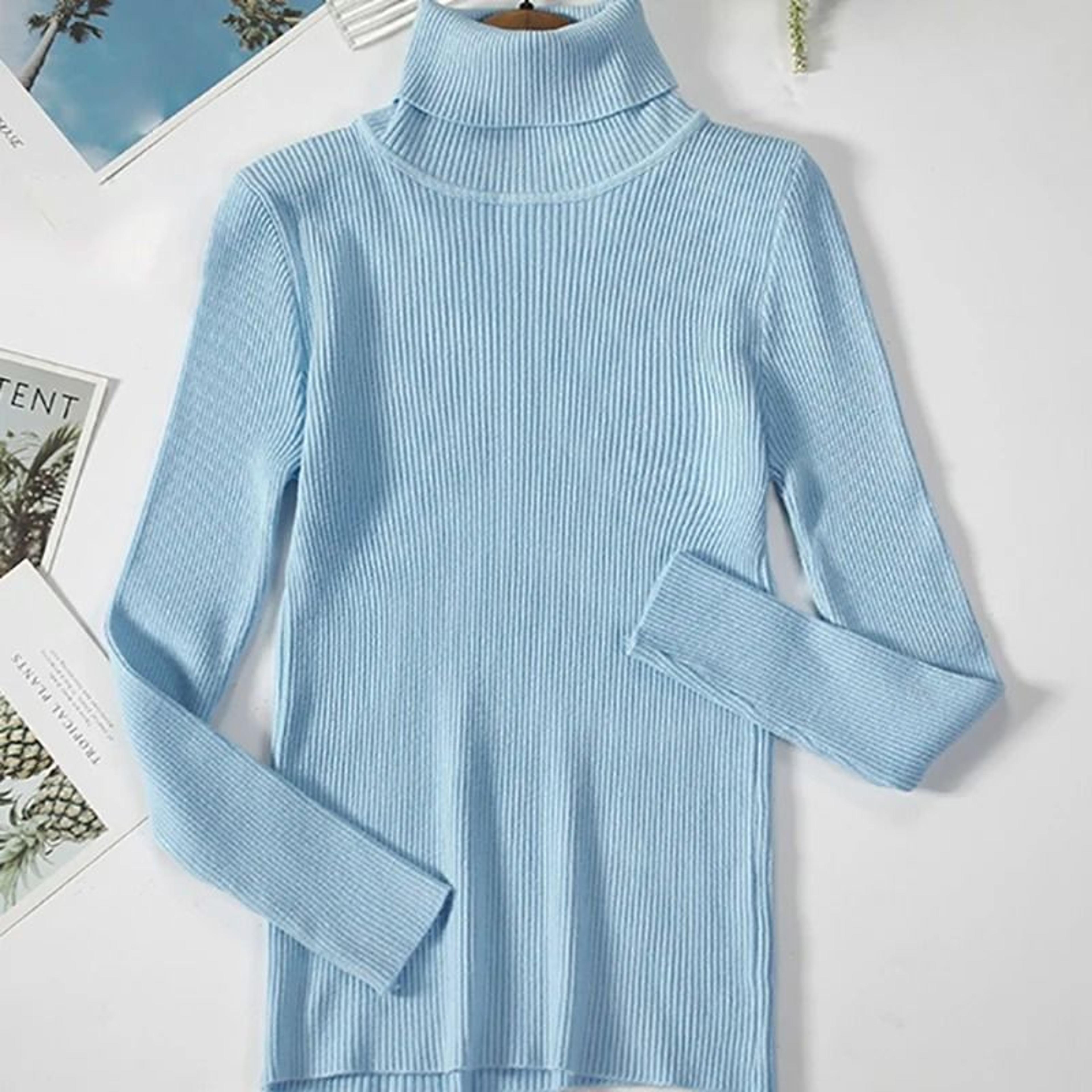 Elegant Ribbed Turtleneck Cashmere Soft Knit Pullover Basic Winter Jumper For Women 7