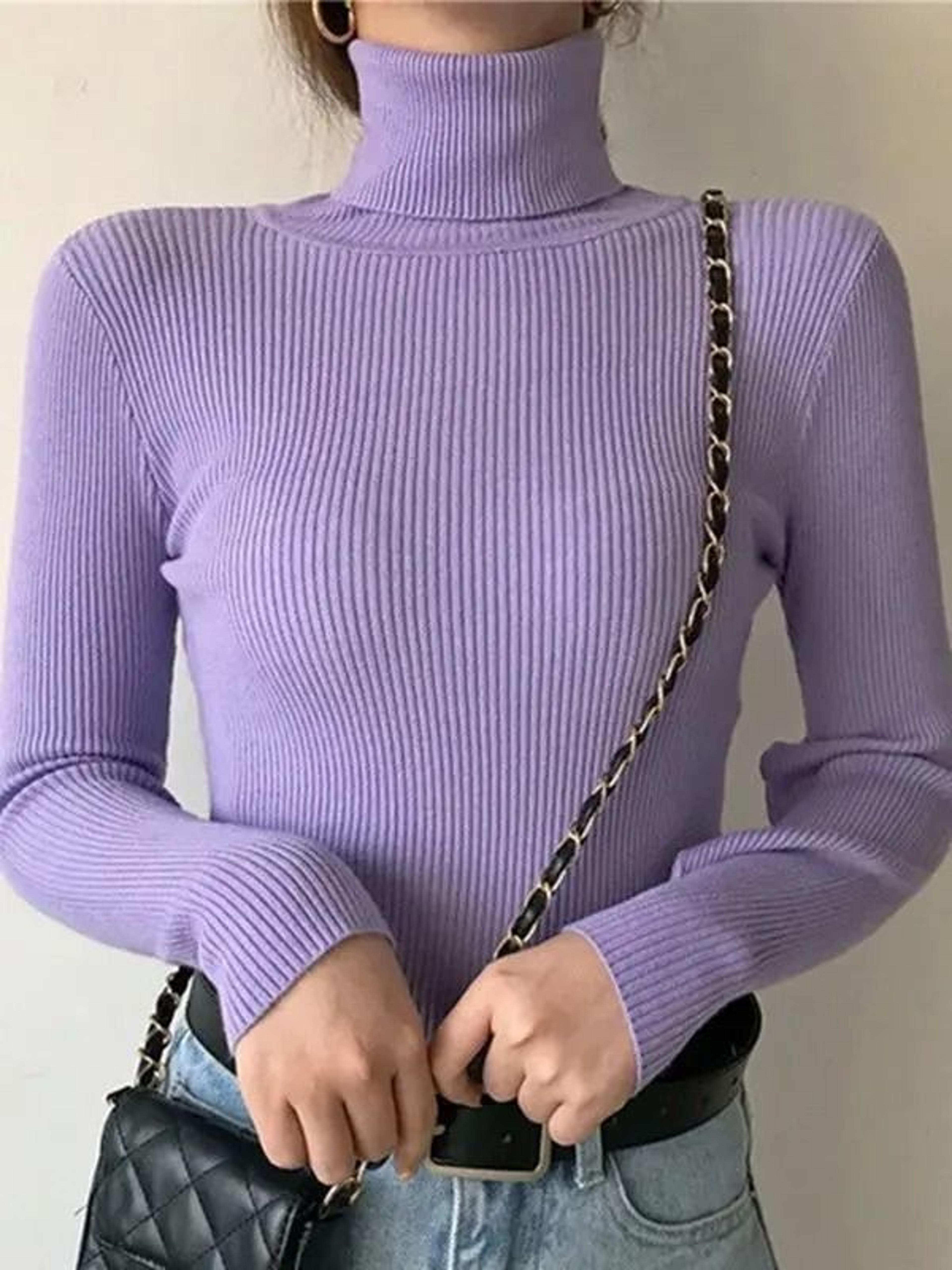Elegant Ribbed Turtleneck Cashmere Soft Knit Pullover Basic Winter Jumper For Women 26