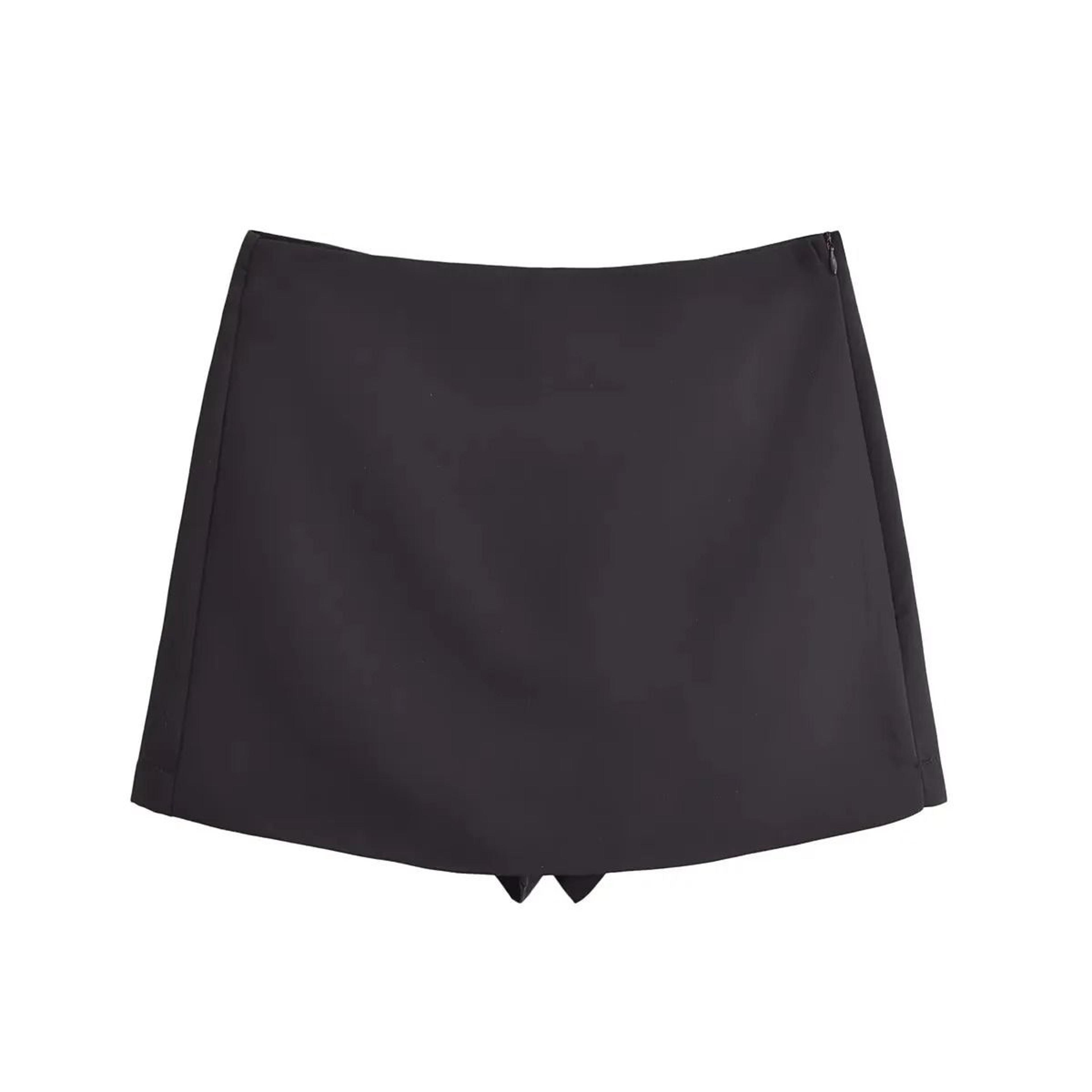 Vintage High Waist Mini Skort Fashion Side Zipper Shorts Skirt For Women 7