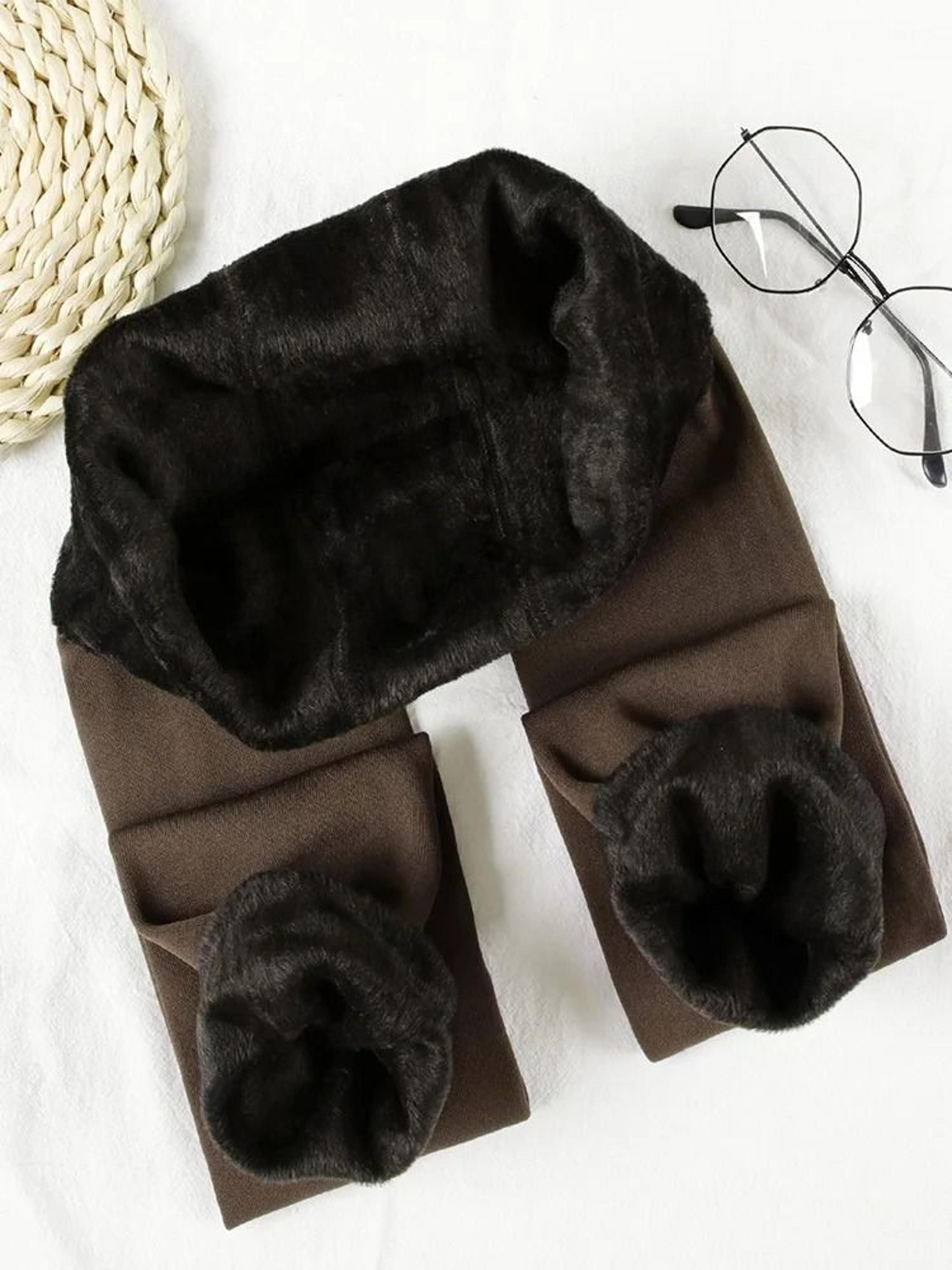 Thermal High Waist Winter Warm Leggings With Thick Velvet Lining Solid Color Leggings 6