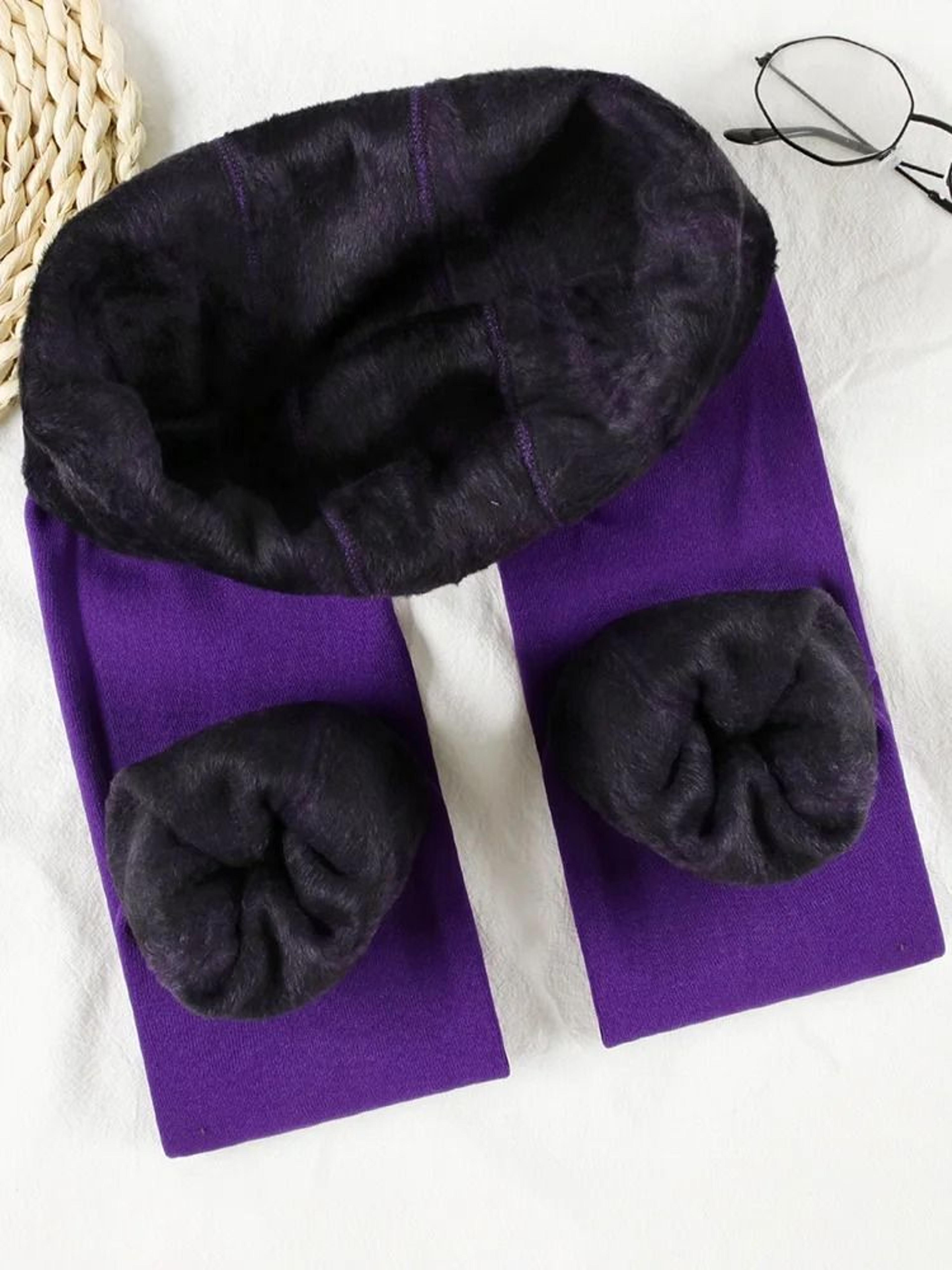 Thermal High Waist Winter Warm Leggings With Thick Velvet Lining Solid Color Leggings 12