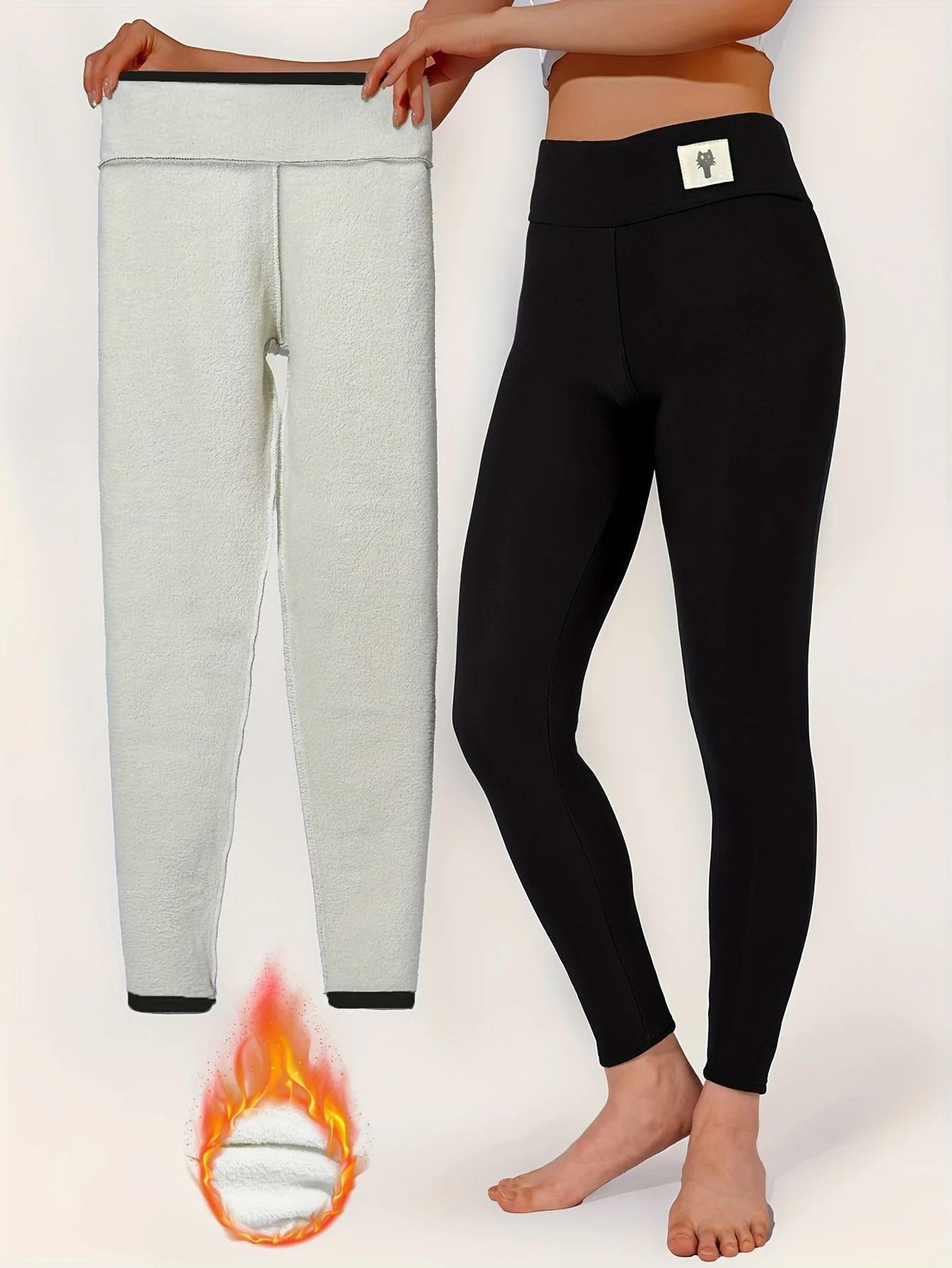 Women Winter High Waist Fleece Lined Warm Leggings Slim Fit Pants 4