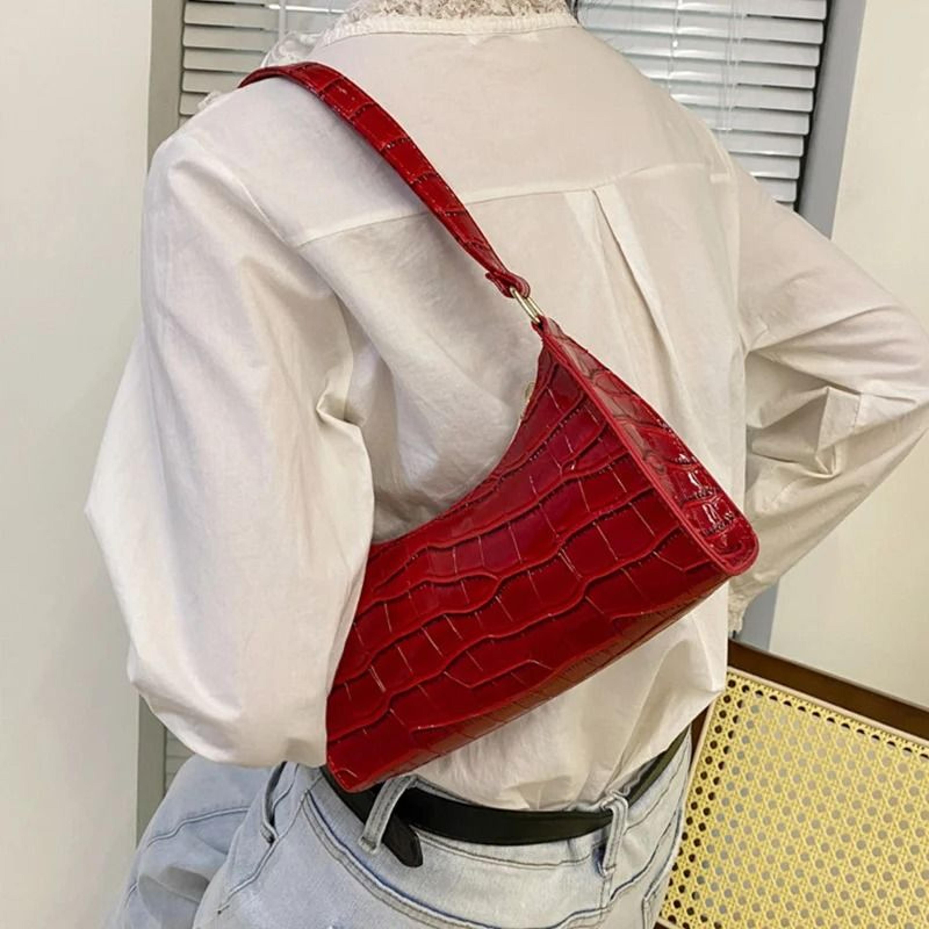 Elegant Alligator Pattern PU Leather Underarm Handbag Small Retro Messenger Bag For Women 5