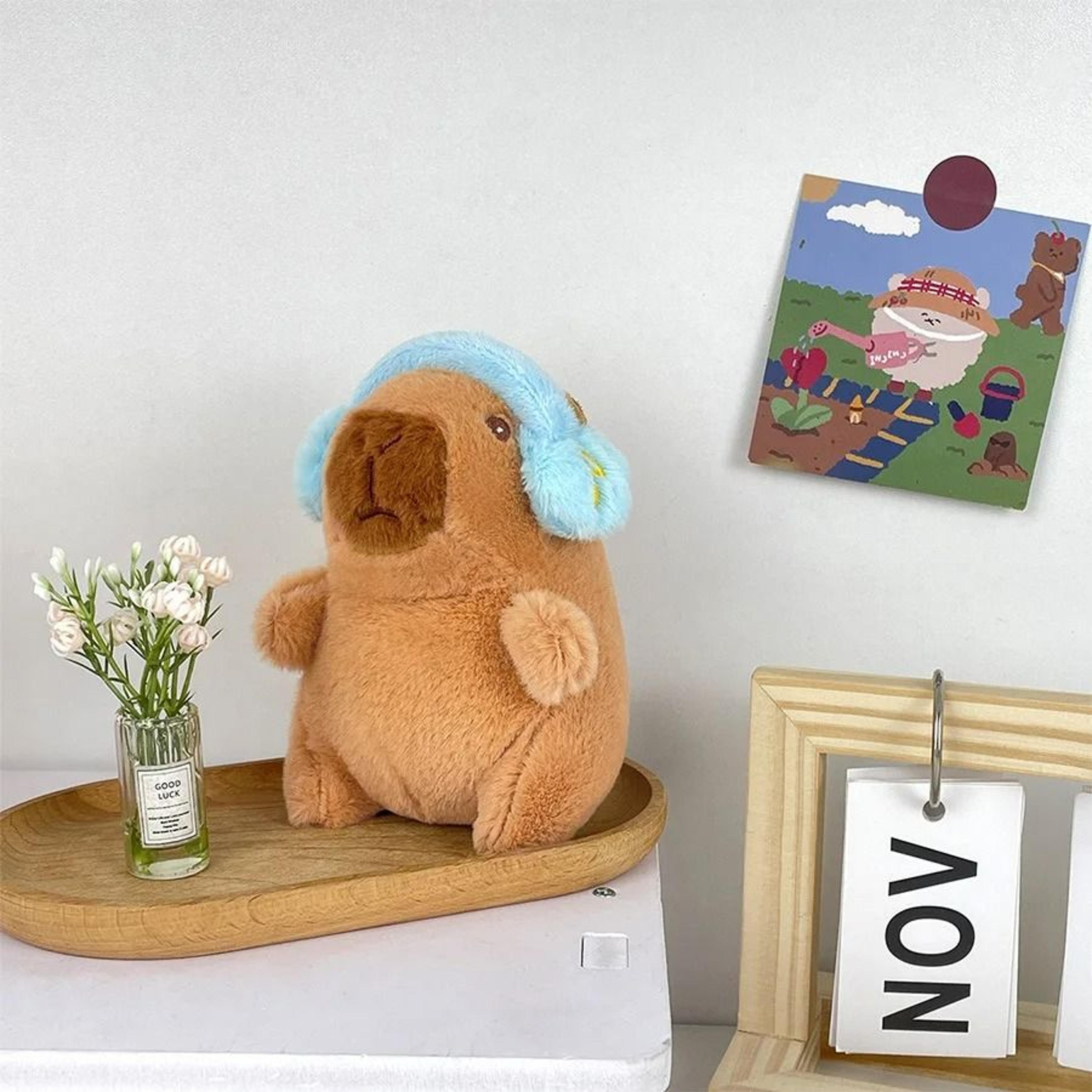 Cute Capybara With Headphones Plush Keychain Soft Stuffed Animal Doll Pendant Gift 11
