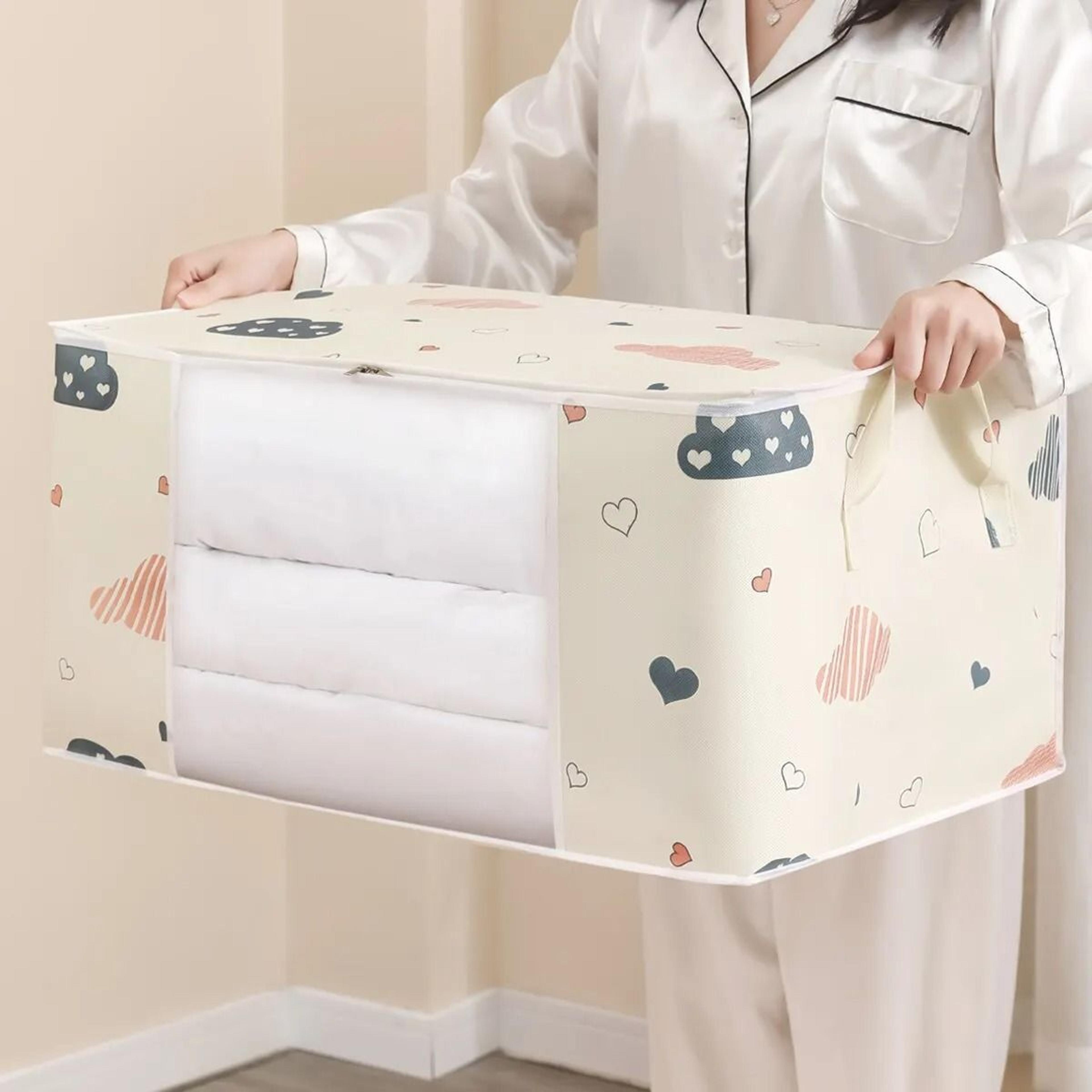 Large Capacity Clothes Storage Bag Organizer With Reinforced Handle For Bedding And Blankets 3