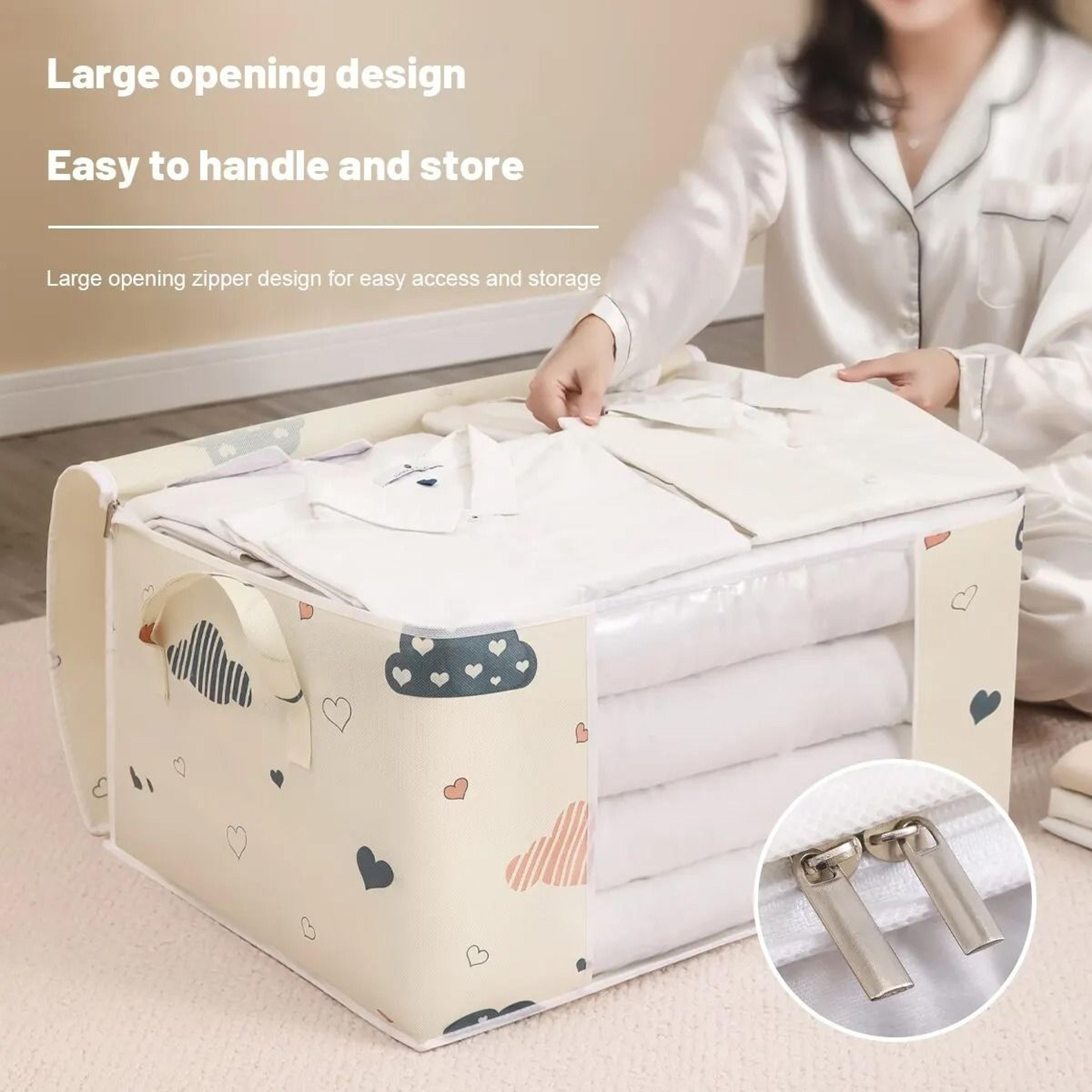 Large Capacity Clothes Storage Bag Organizer With Reinforced Handle For Bedding And Blankets 4