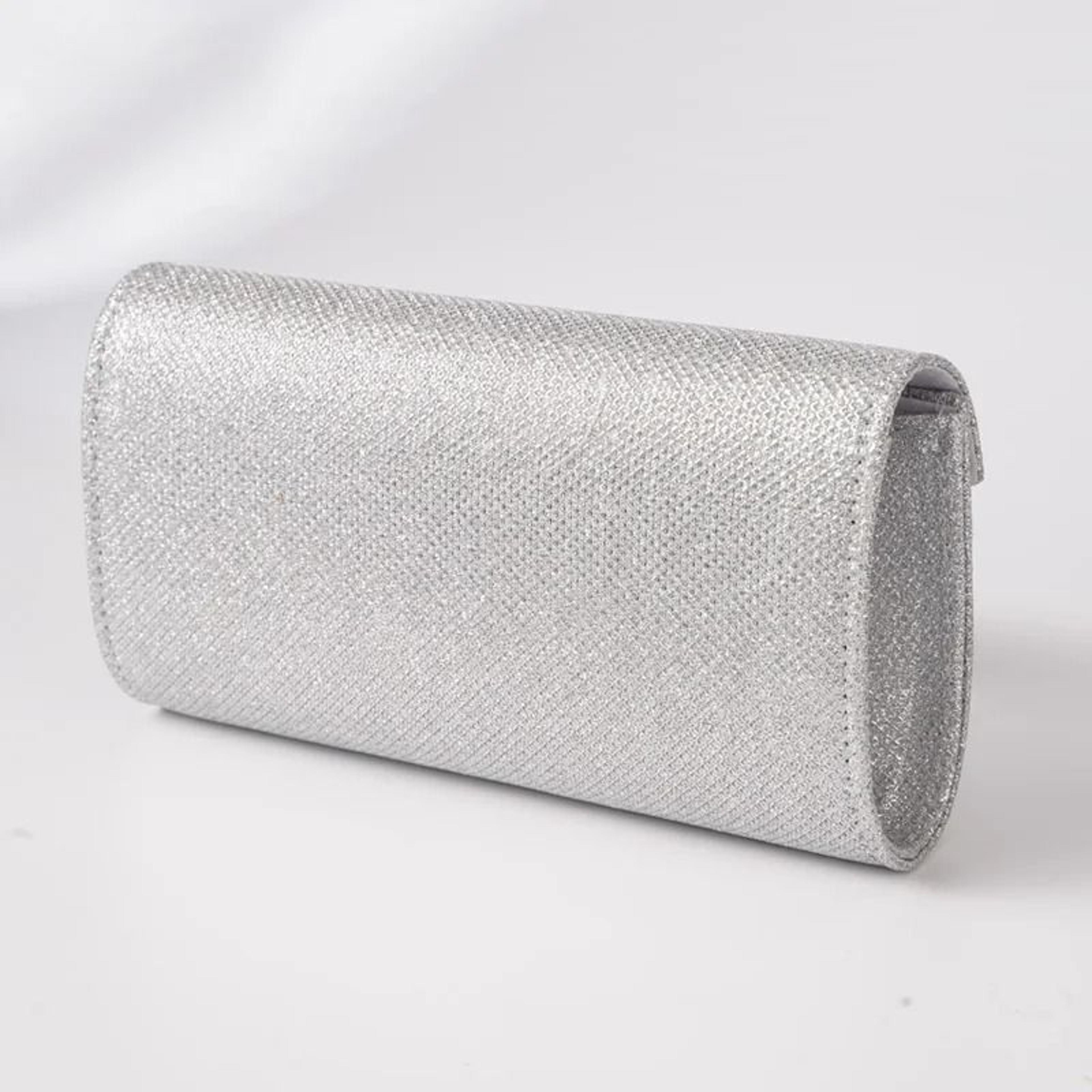 Elegant Silver Glitter Envelope Evening Bag  Shiny Ladies Chain Shoulder Bag For Weddings  Parties 2