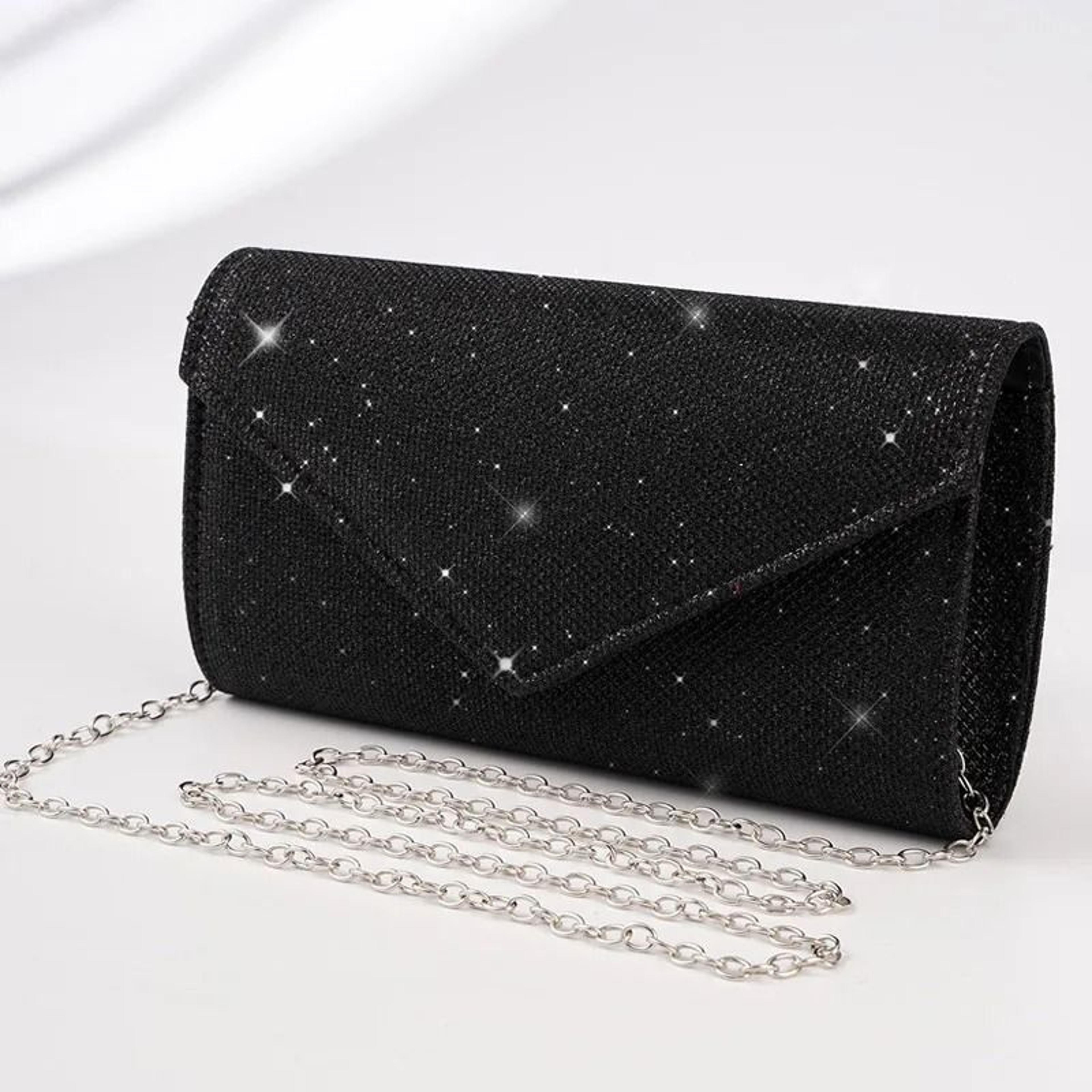 Elegant Silver Glitter Envelope Evening Bag  Shiny Ladies Chain Shoulder Bag For Weddings  Parties 8