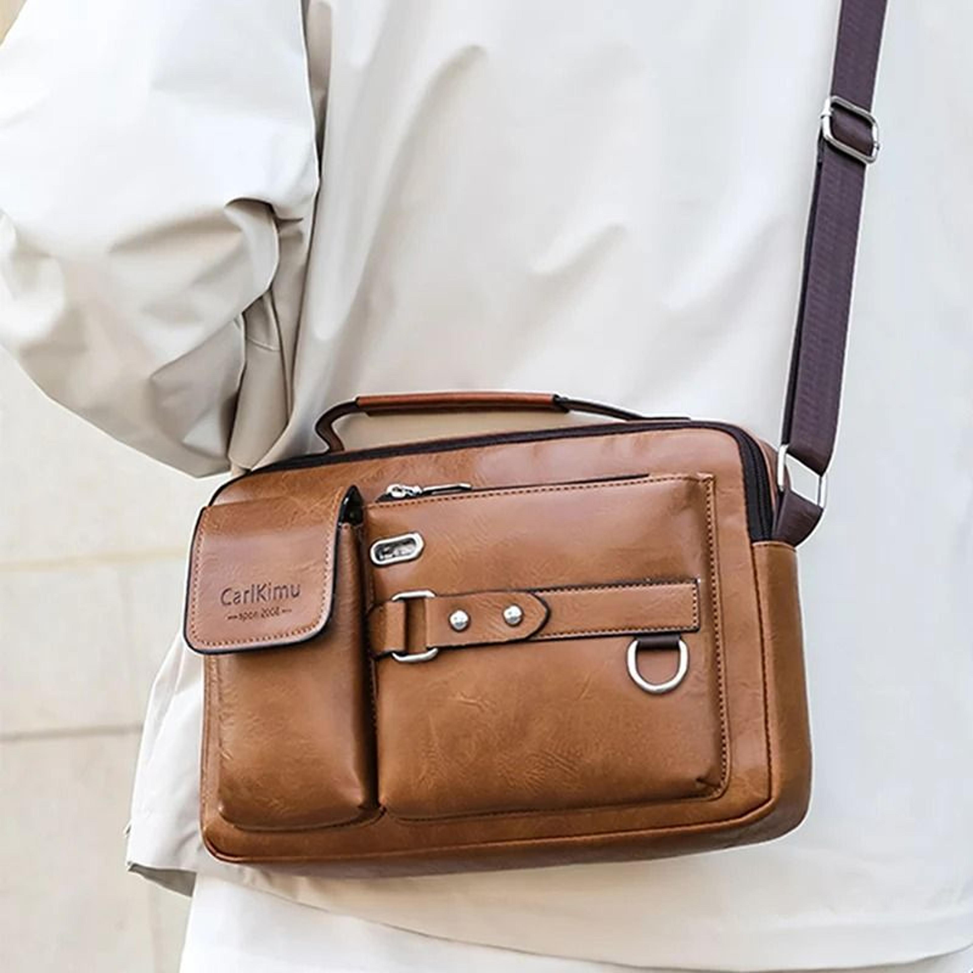 Retro Waterproof Messenger Bag For Men Large Capacity Laptop Briefcase For Office Travel And School 5
