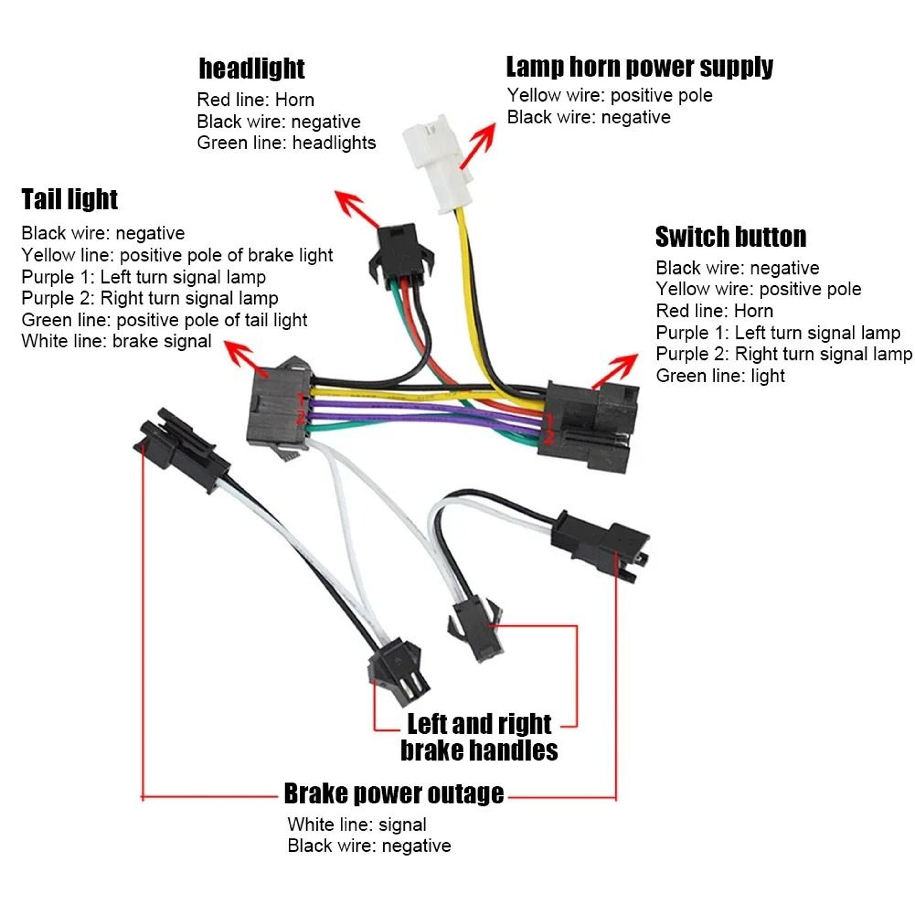 LED Front And Rear Light Set With Horn And Switch For Electric Bikes 4