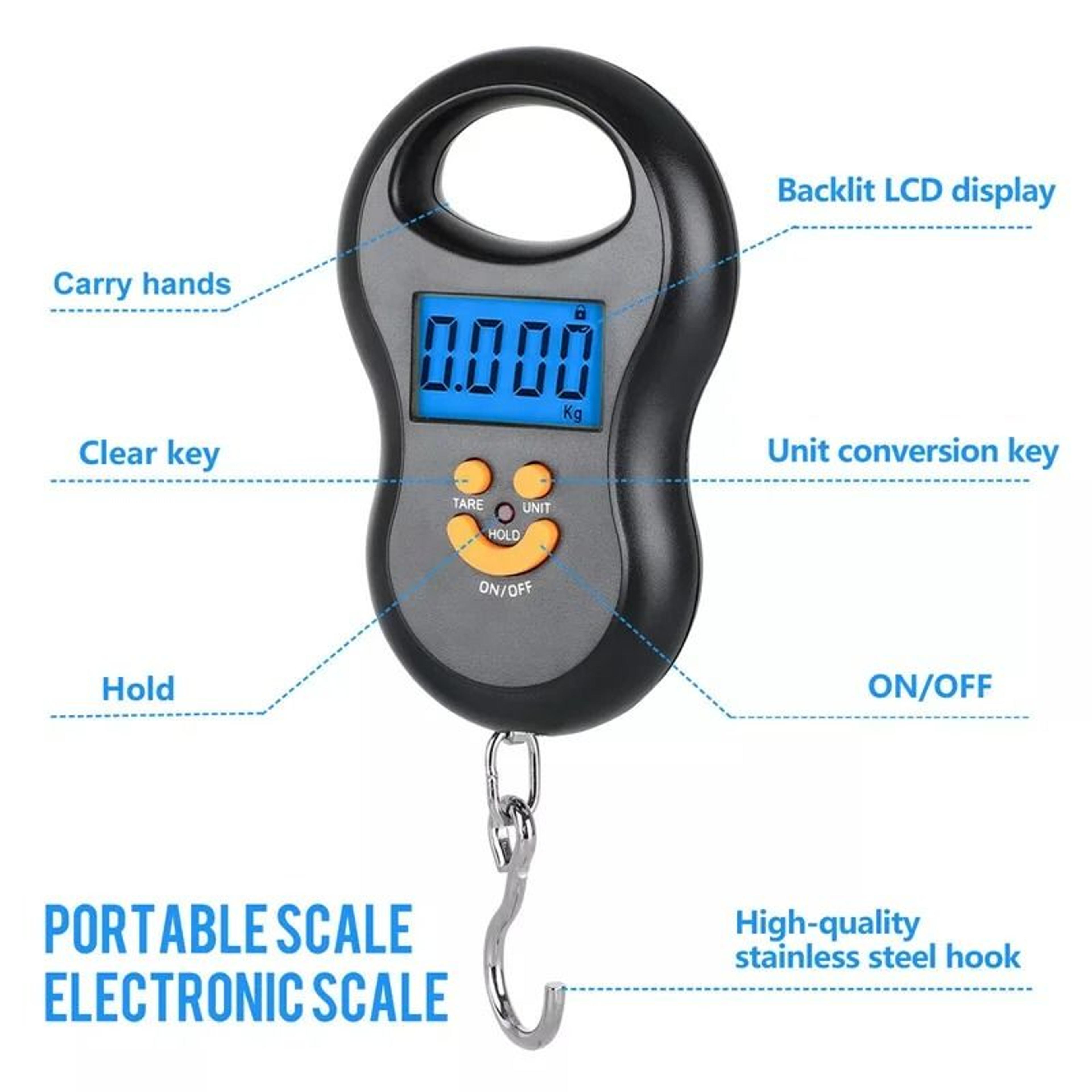 Portable 11023lb Digital Hanging Scale With LCD Display For Fishing And Luggage 4