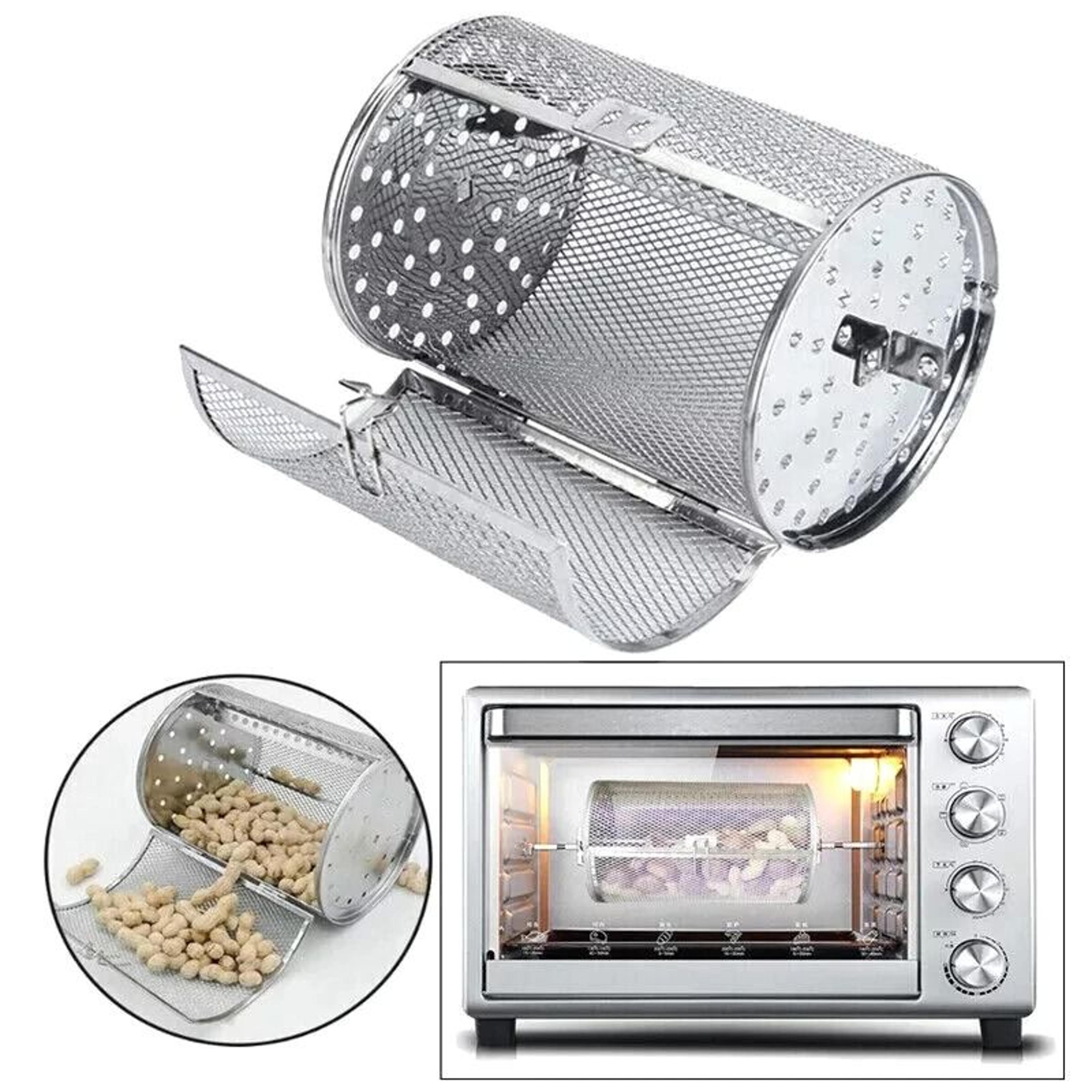 stainless steel rotisserie grill basket drum for oven and air fryer cooking
