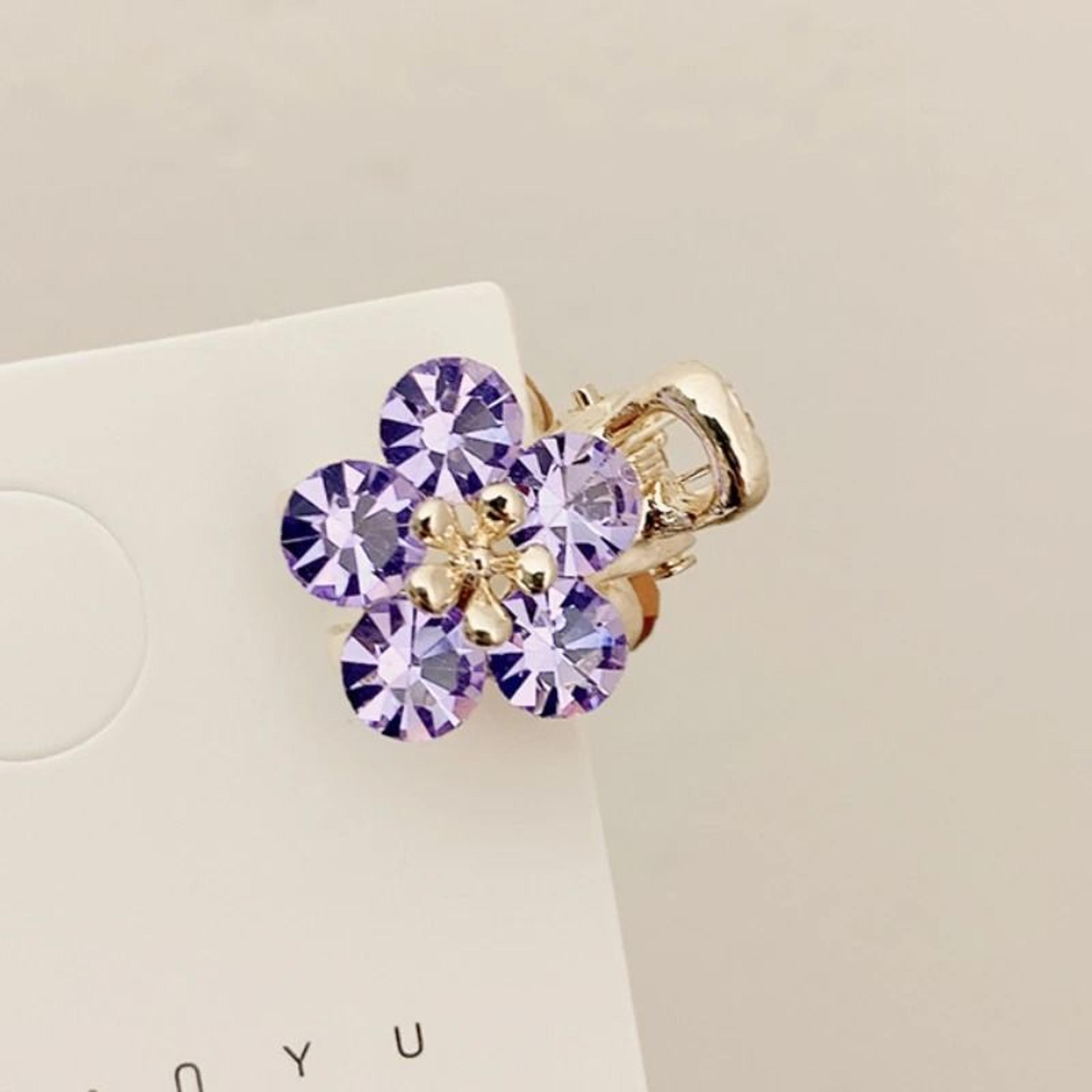 Mini Rhinestone Flower Hair Claw Clips With Strong Grip 3