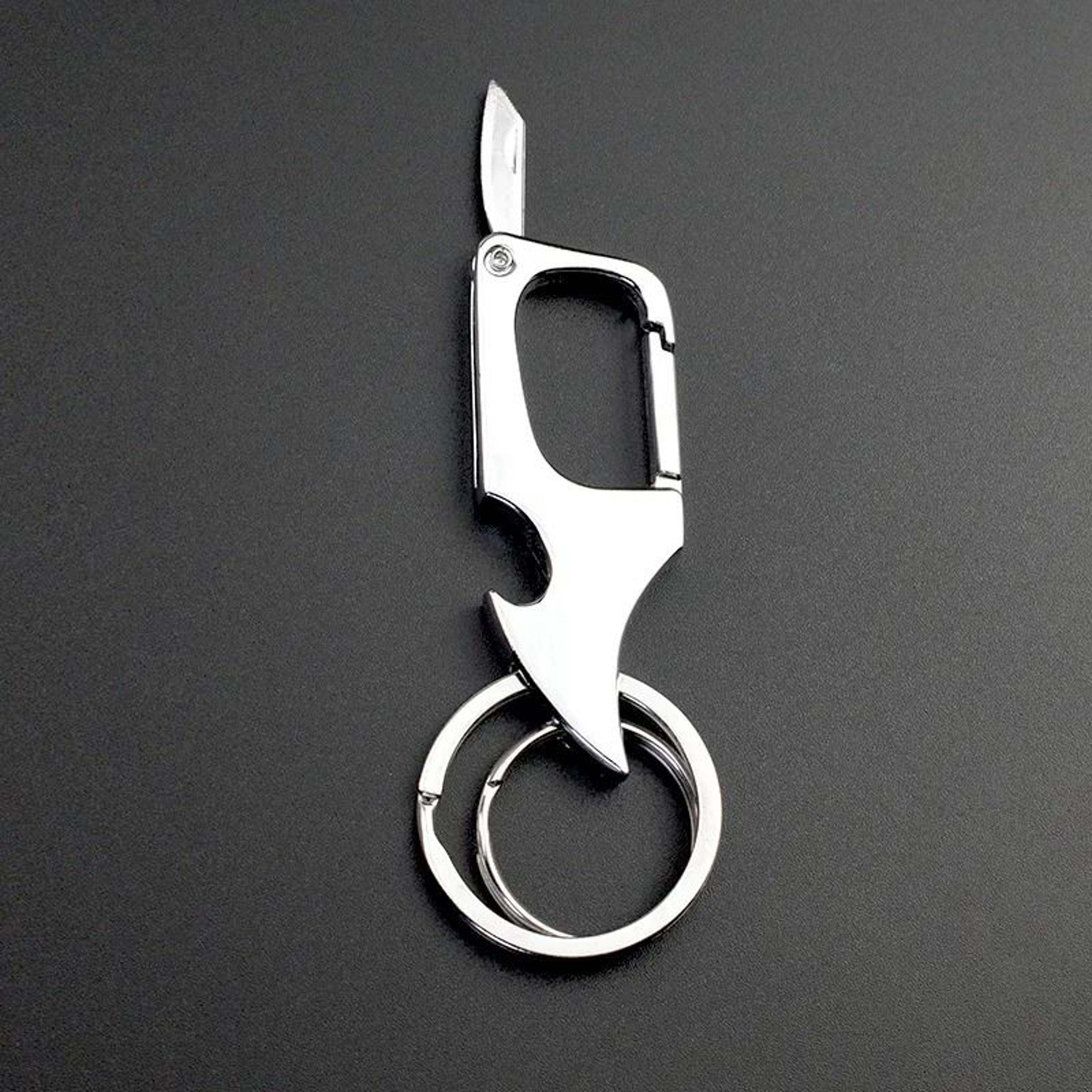 Multi Function Key Ring With Folding Knife Bottle Opener And Detachable Clip 1