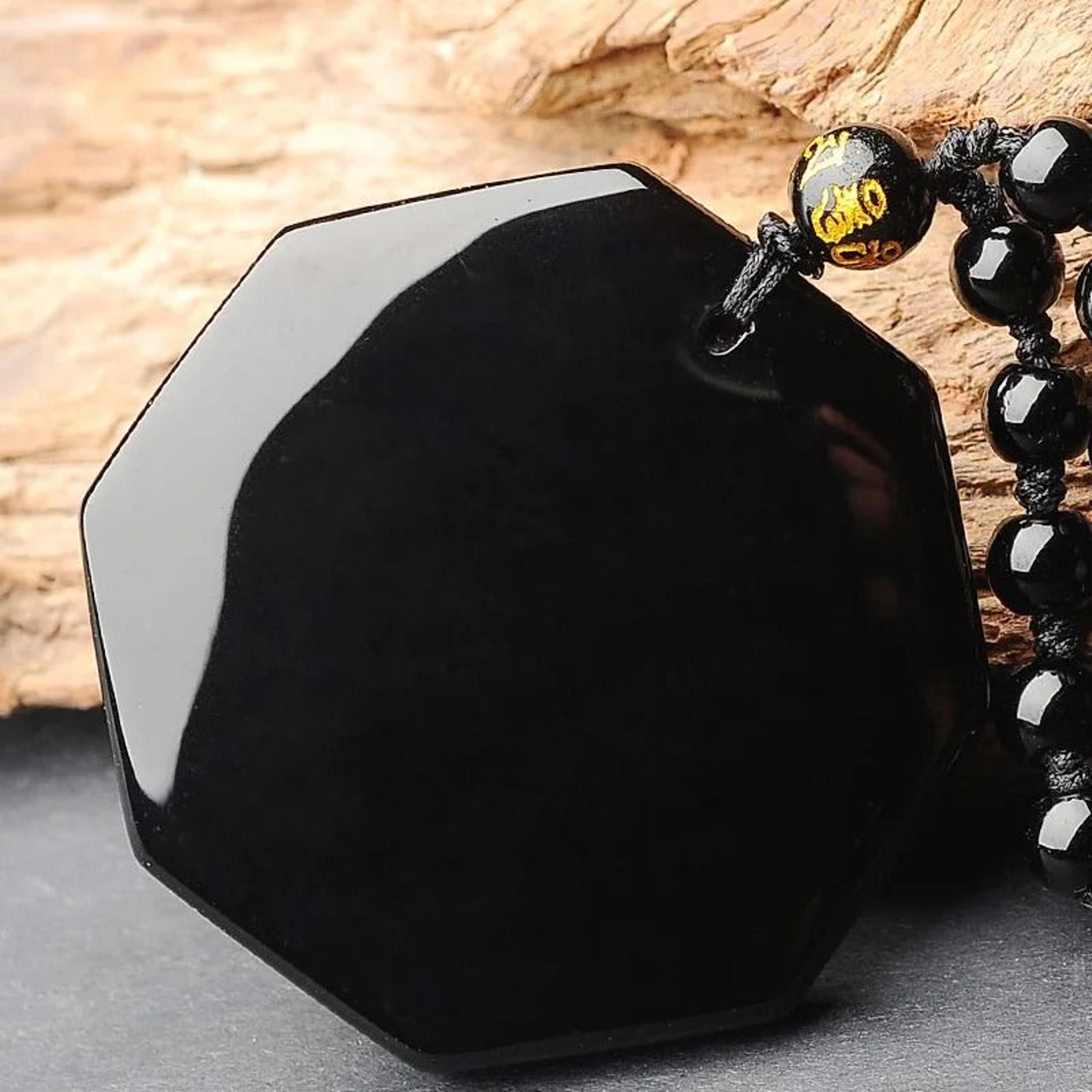 Black Obsidian Yin Yang Protection Necklace With Adjustable Bead Chain 0