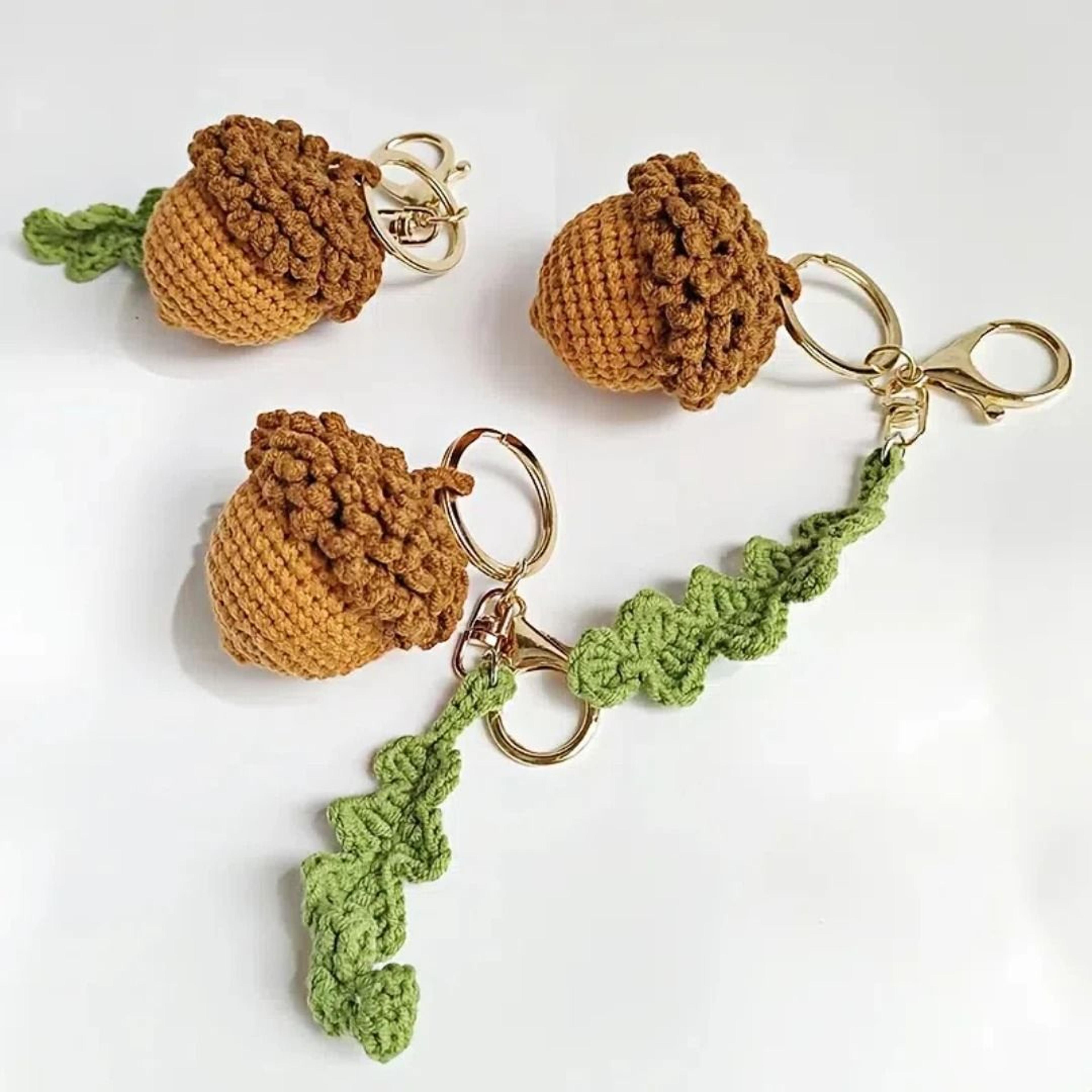 Handmade Acorn And Doll Knitted Keychain For Bags And Cars 1