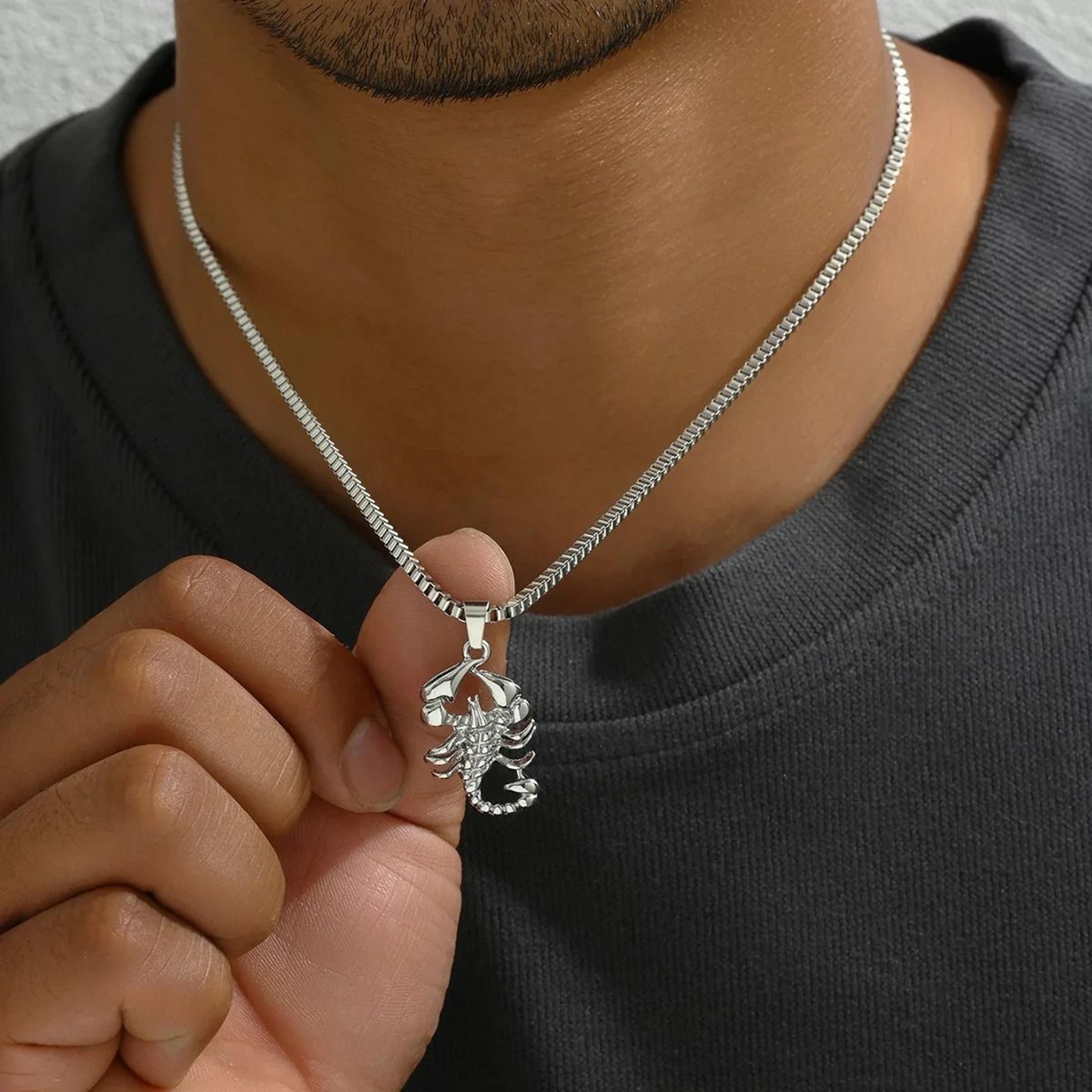 Mens Punk Scorpion Pendant Necklace For Street Style 2