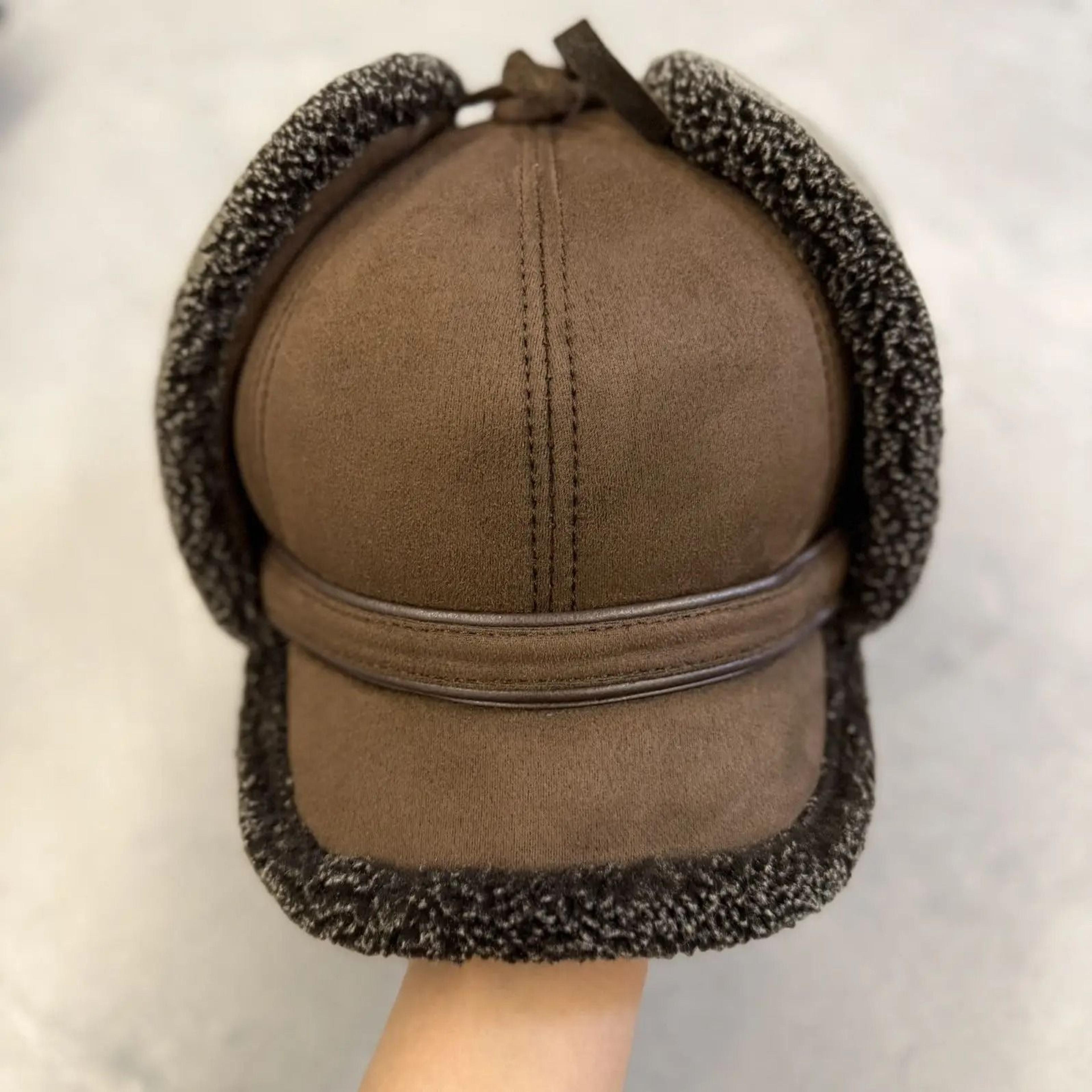 Winter Leather Fur Bomber Hat Warm Earflap Hat For Men 6