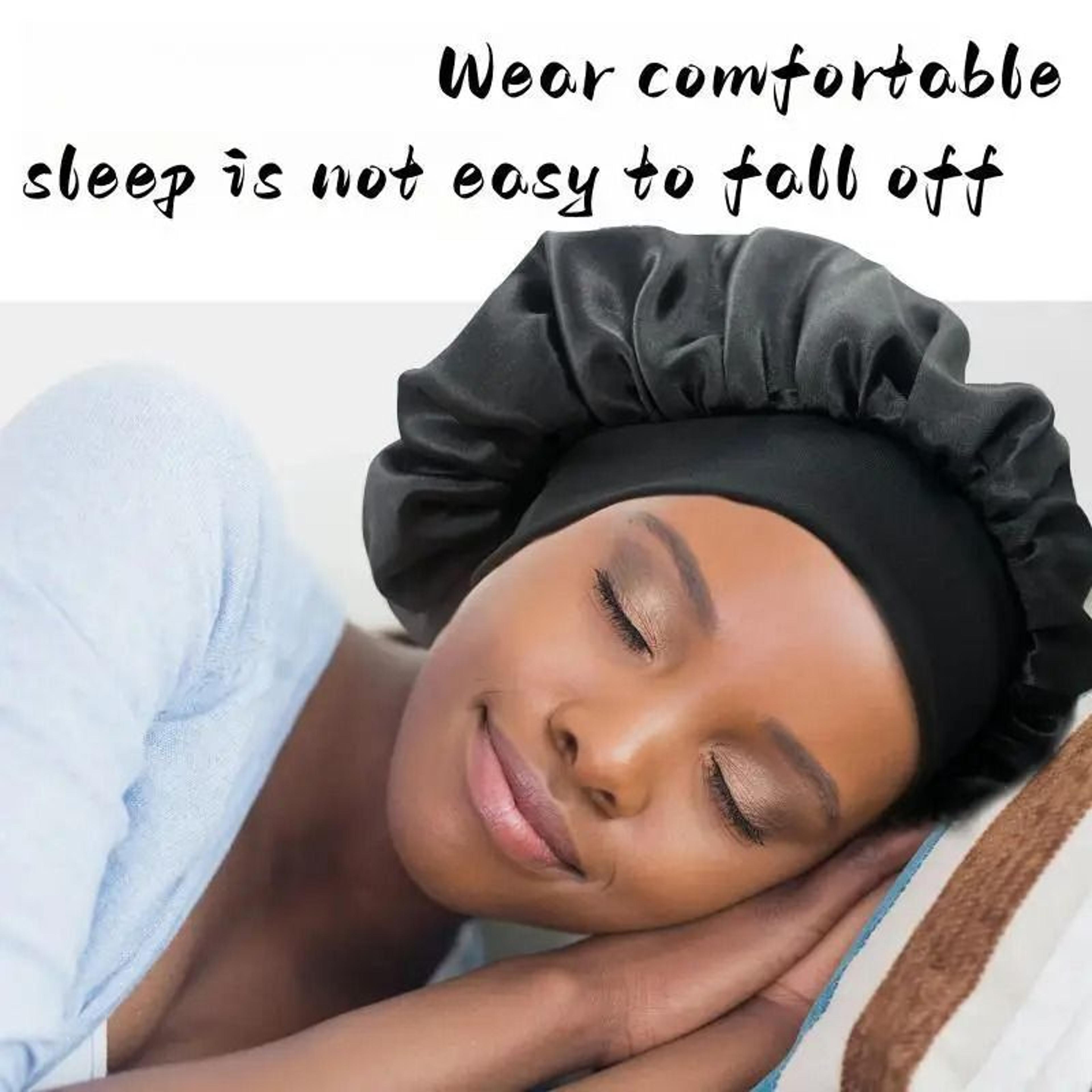 Wide Brim Silk Nightcap Hair Wrap For Women Soft Elastic Sleep Cap 0