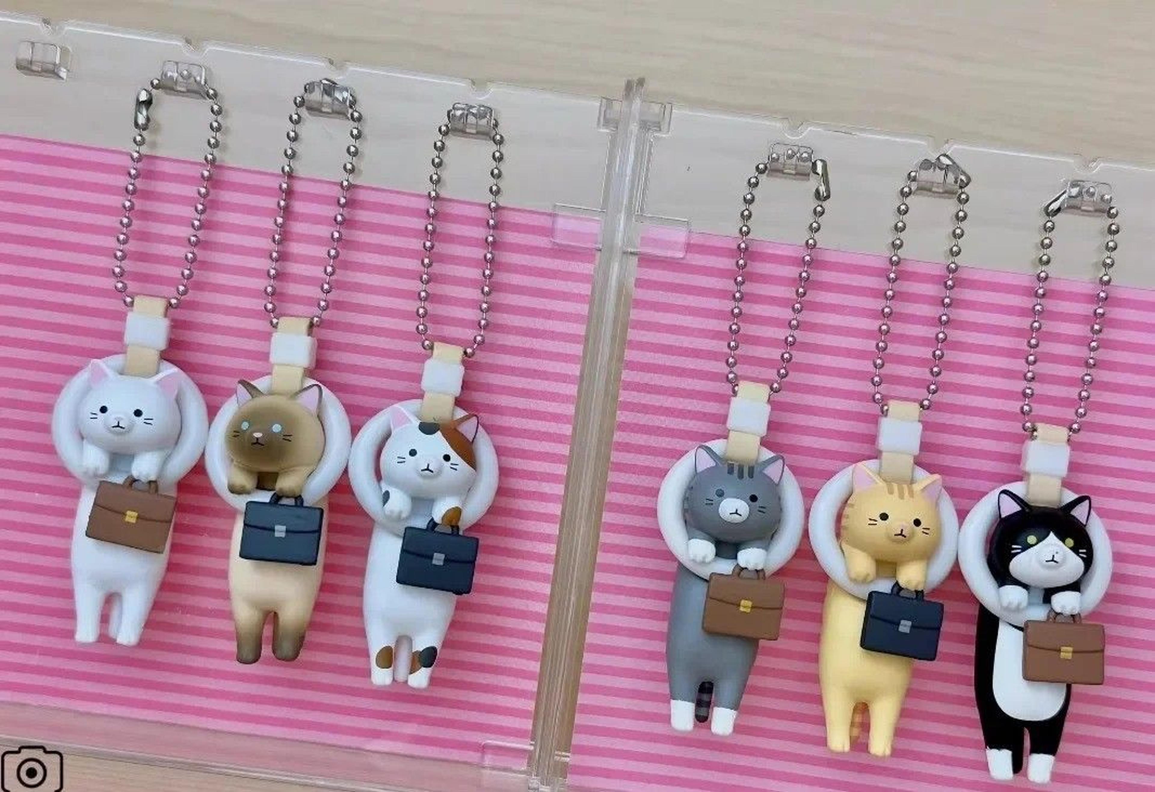Kawaii Anime Hanging Ring Cat Figure Keychain Blind Box Toy 0
