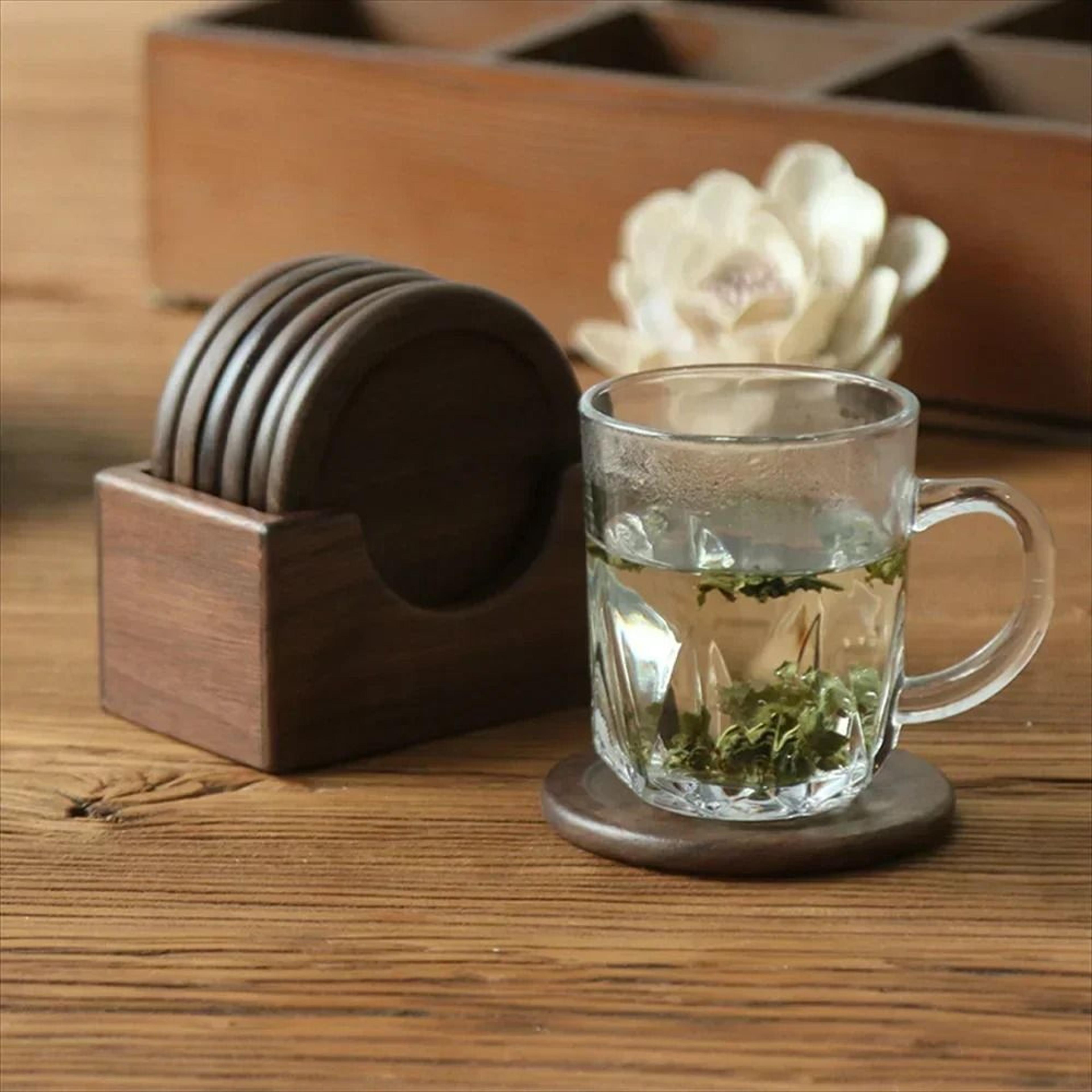Solid Wood Coaster Set For Cups And Mugs 2