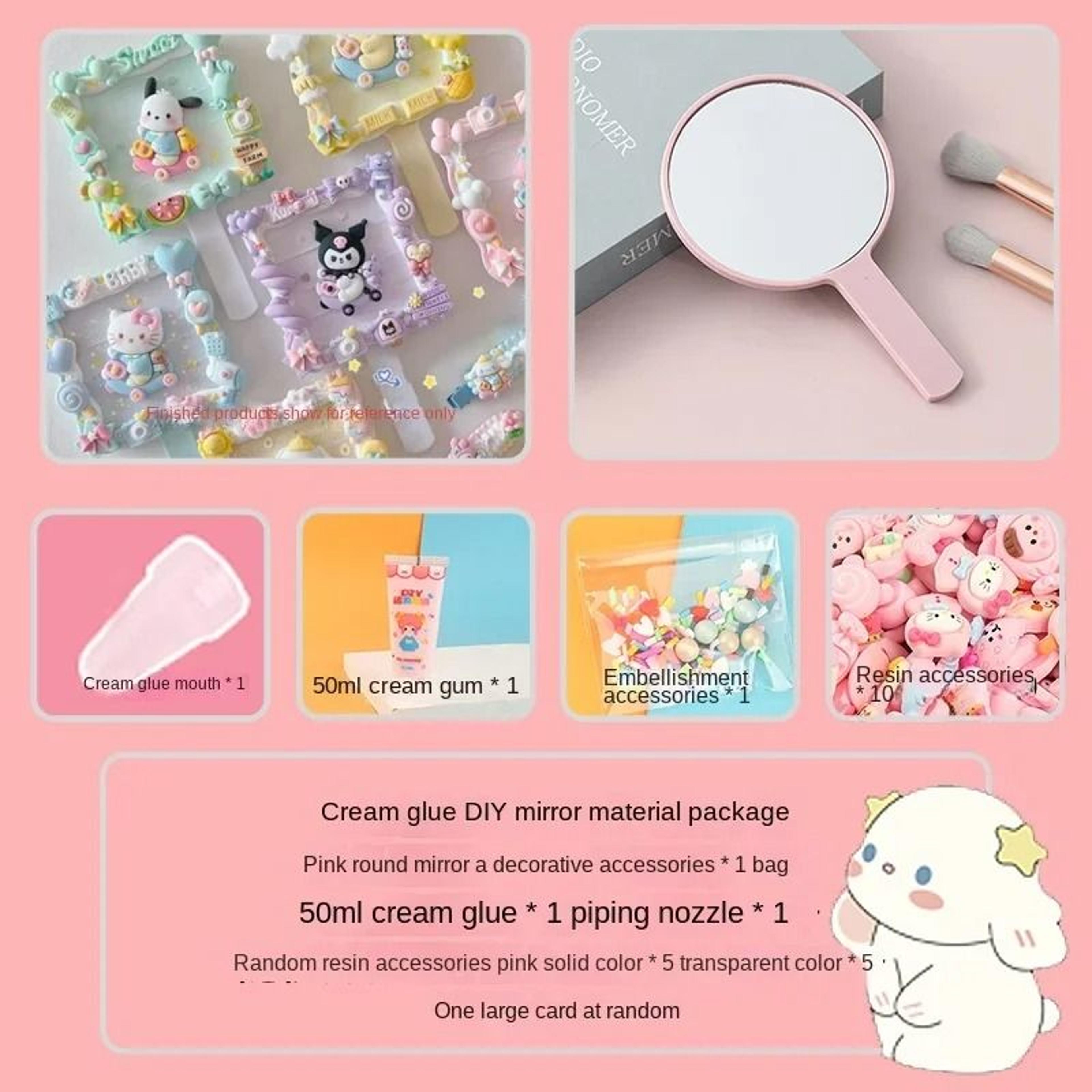 Cute Cartoon Handheld Mirror With Decorative Cream Style Design 2