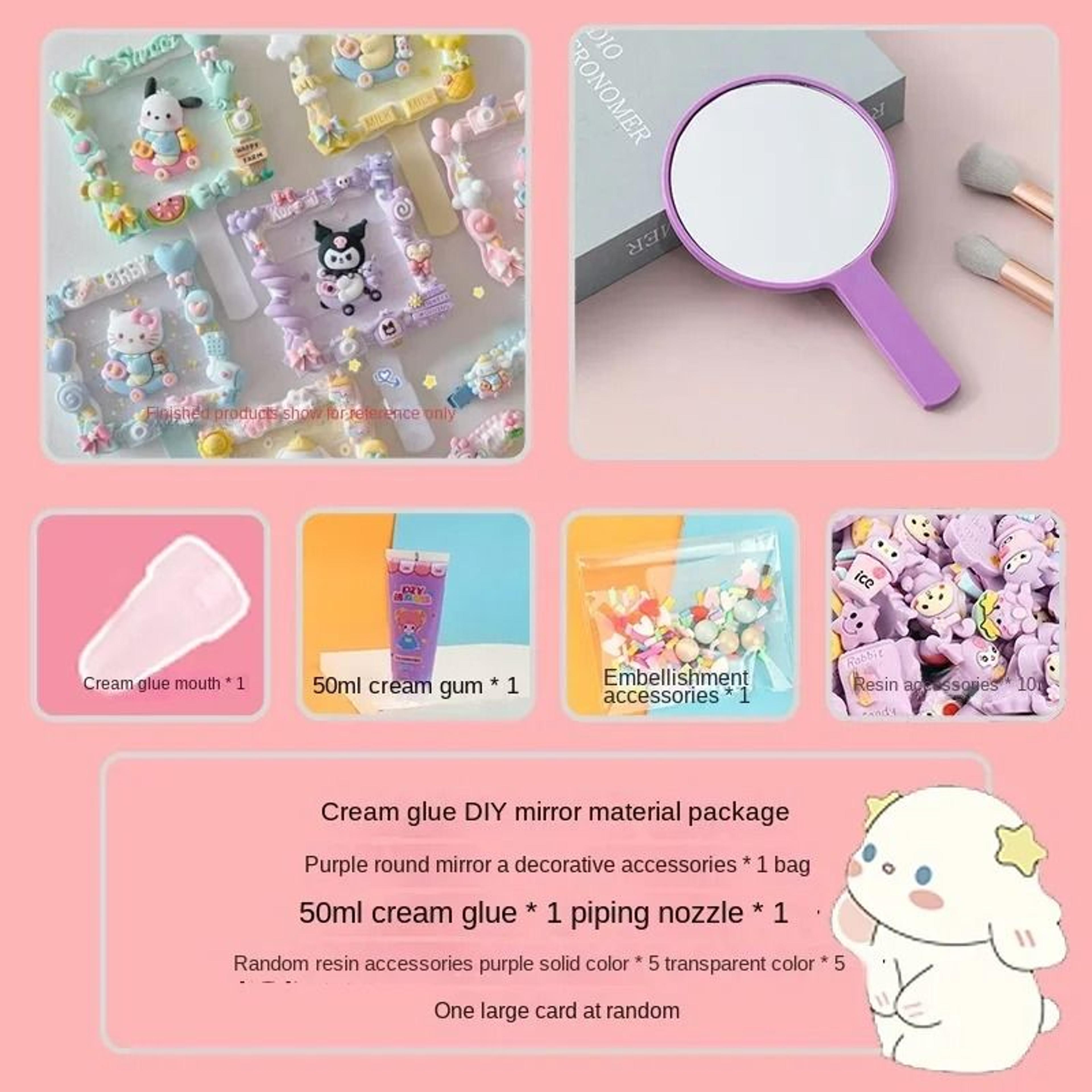 Cute Cartoon Handheld Mirror With Decorative Cream Style Design 8