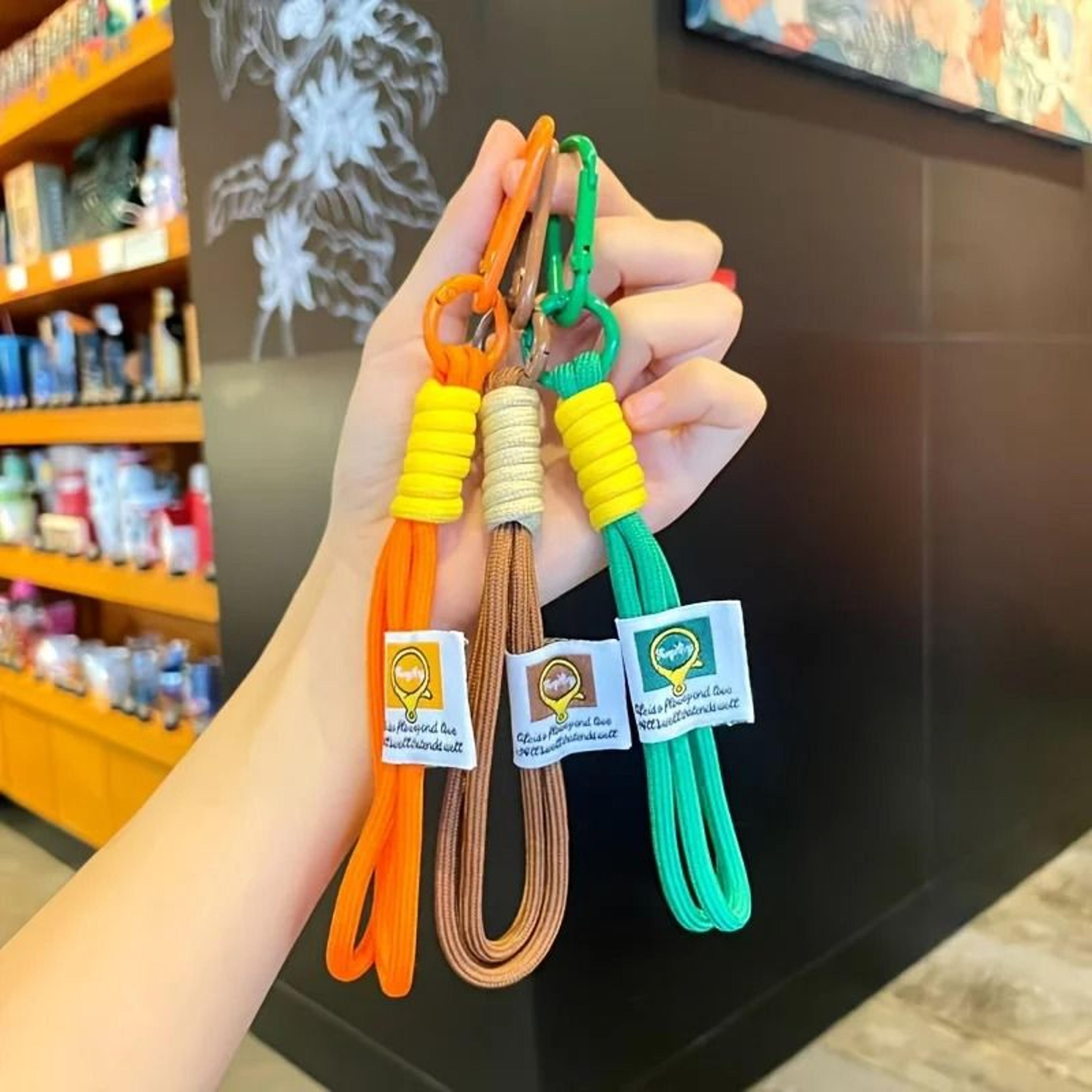 Colorful Braided Rope Lanyard Keychains Set 5