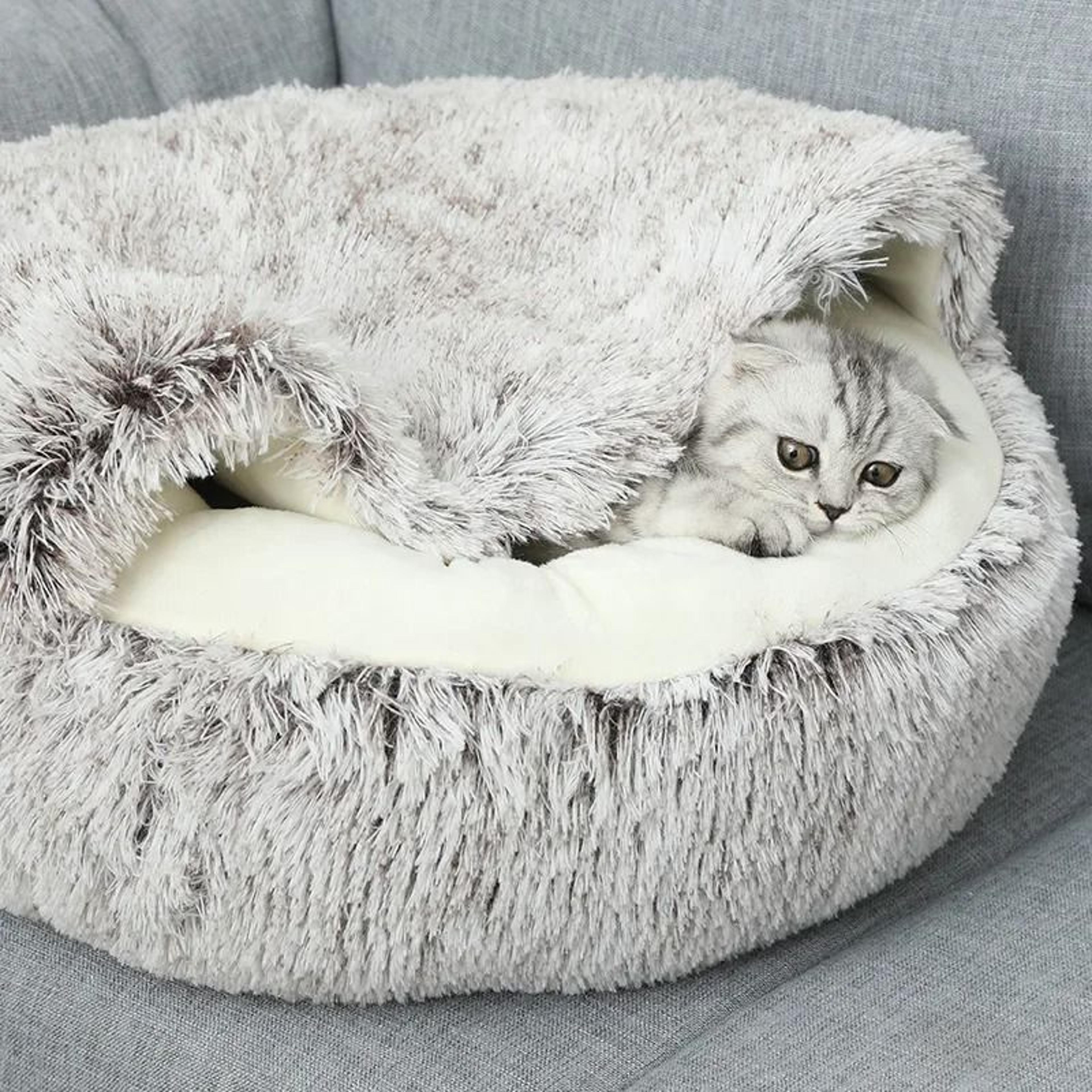 2 In 1 Plush Round Pet Bed And Sleep Bag 2