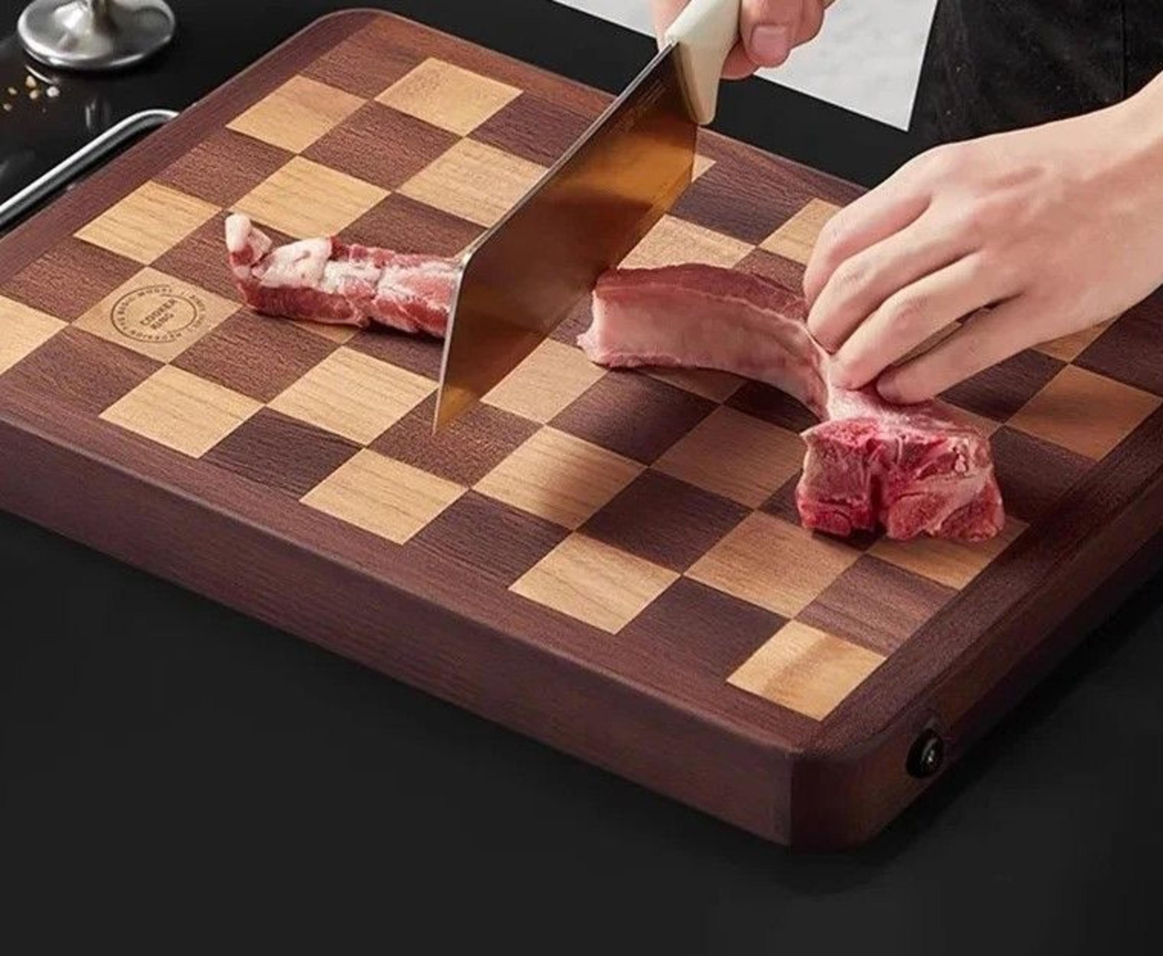 Artisan Chessboard Patterned Solid Wood Culinary Board 2