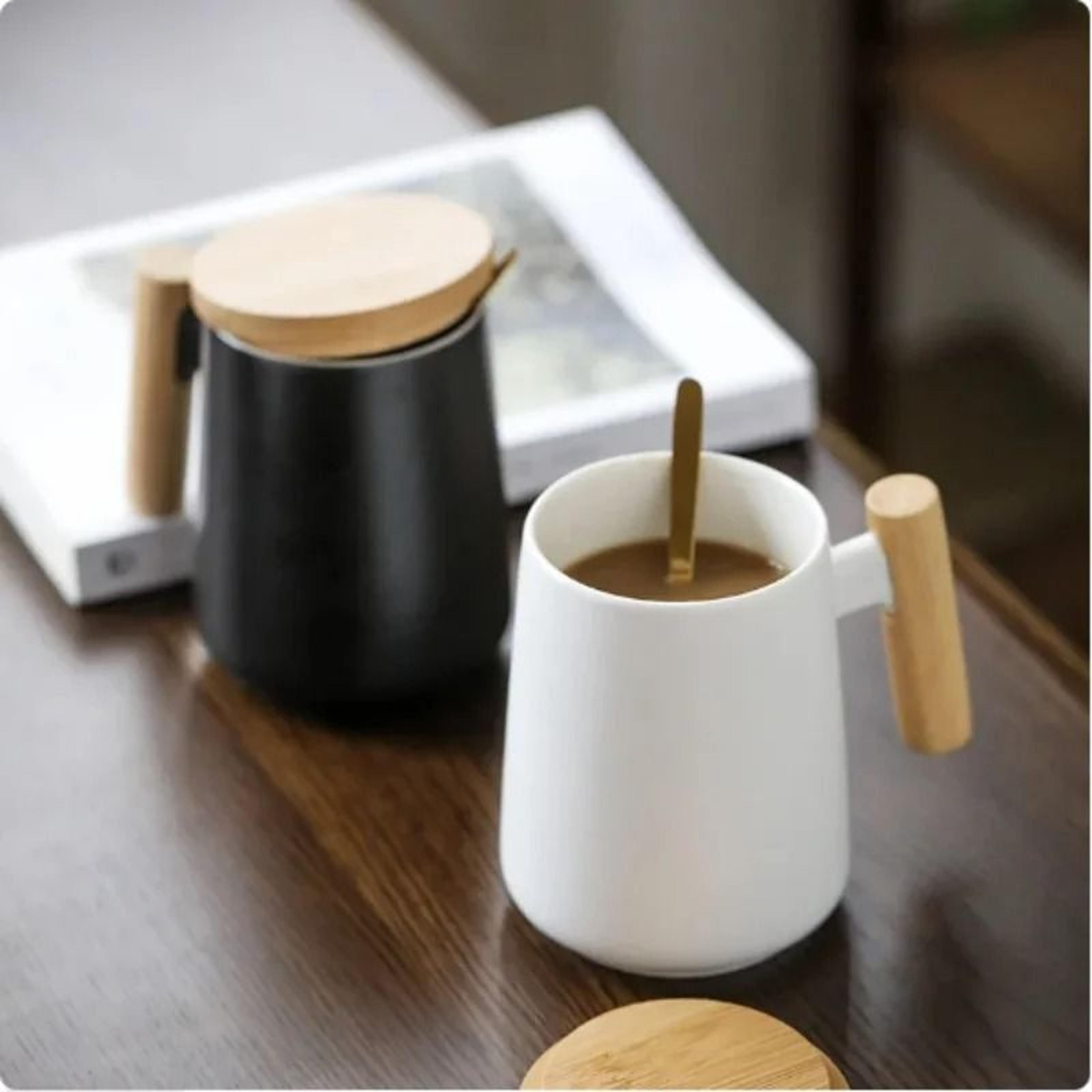 Vintage Nordic Wooden Handle Ceramic Infusion Mug 1