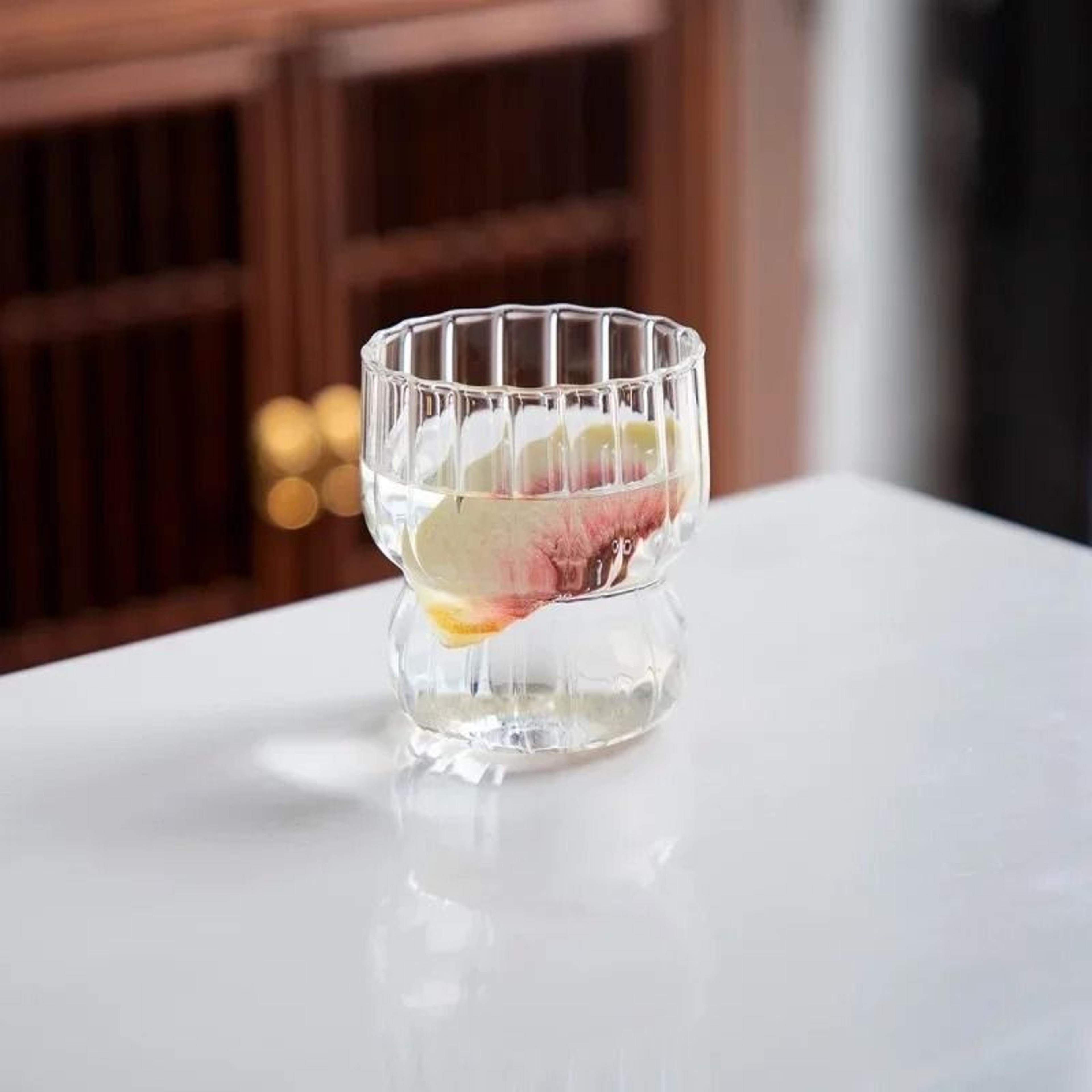 Ribbed Aesthetic Glass Coffee Cup 2