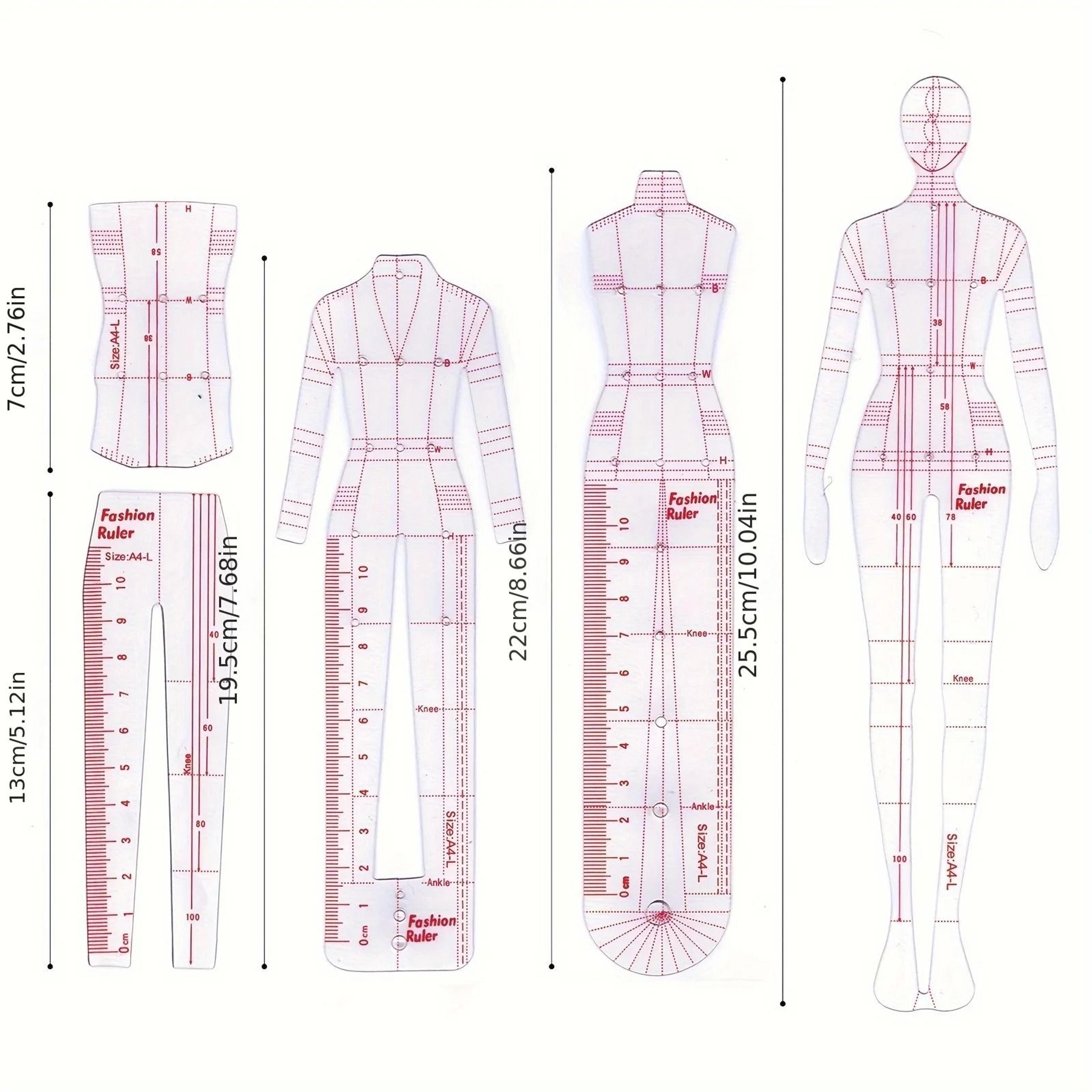 Transparent Fashion Model Body Template Ruler 3