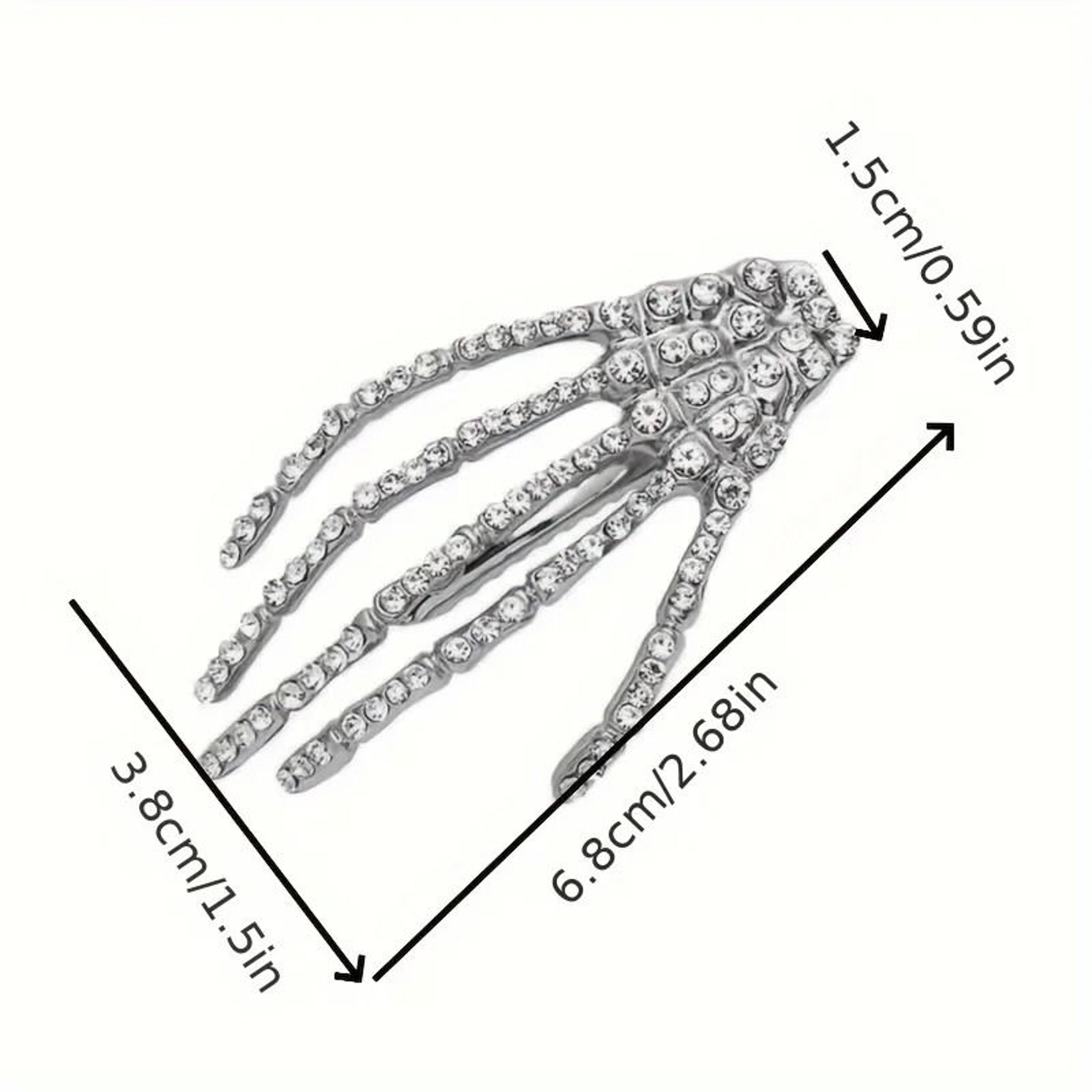 2 Piece Rhinestone Skeleton Hand Hair Clips 3