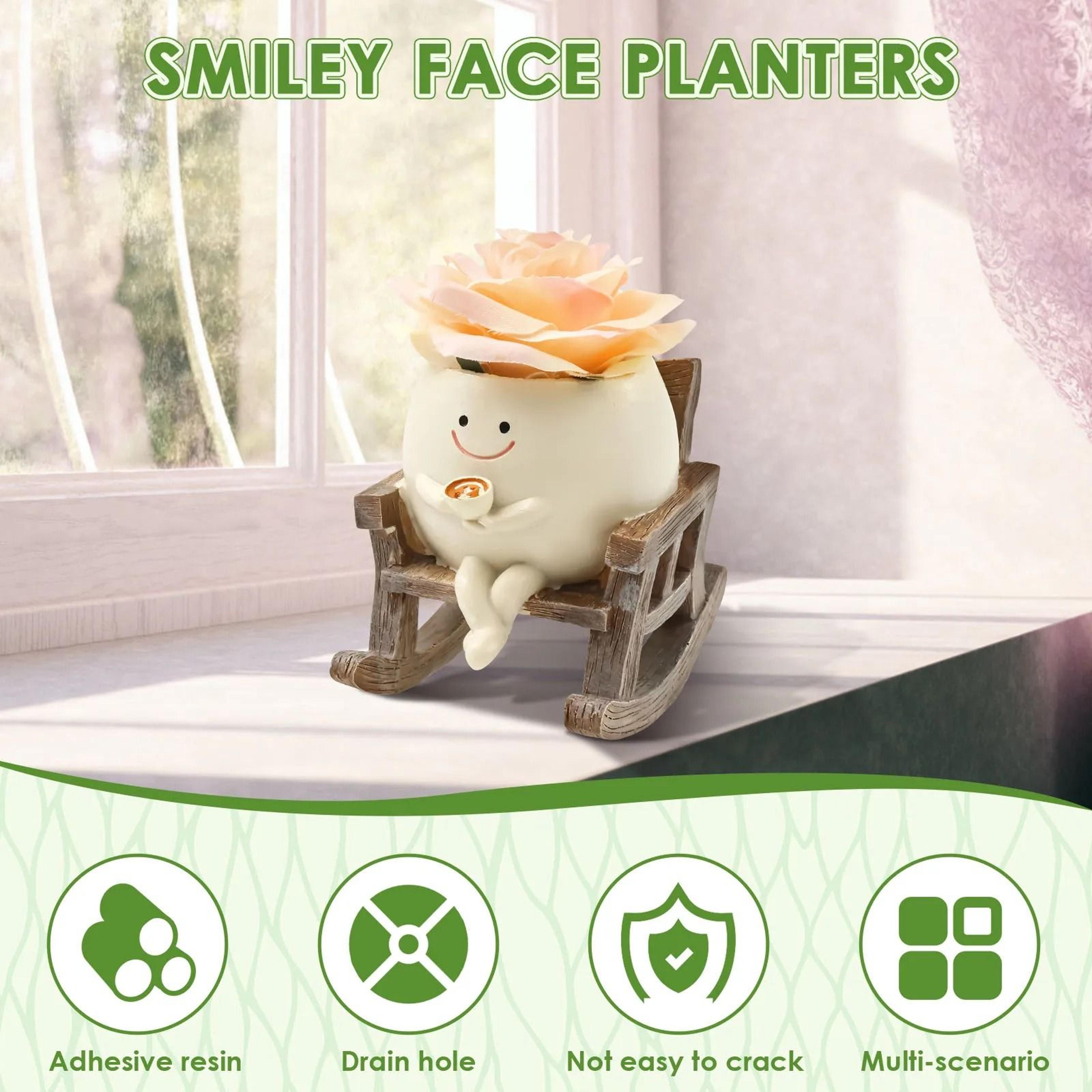 Rocking Chair Smile Face Planter 2