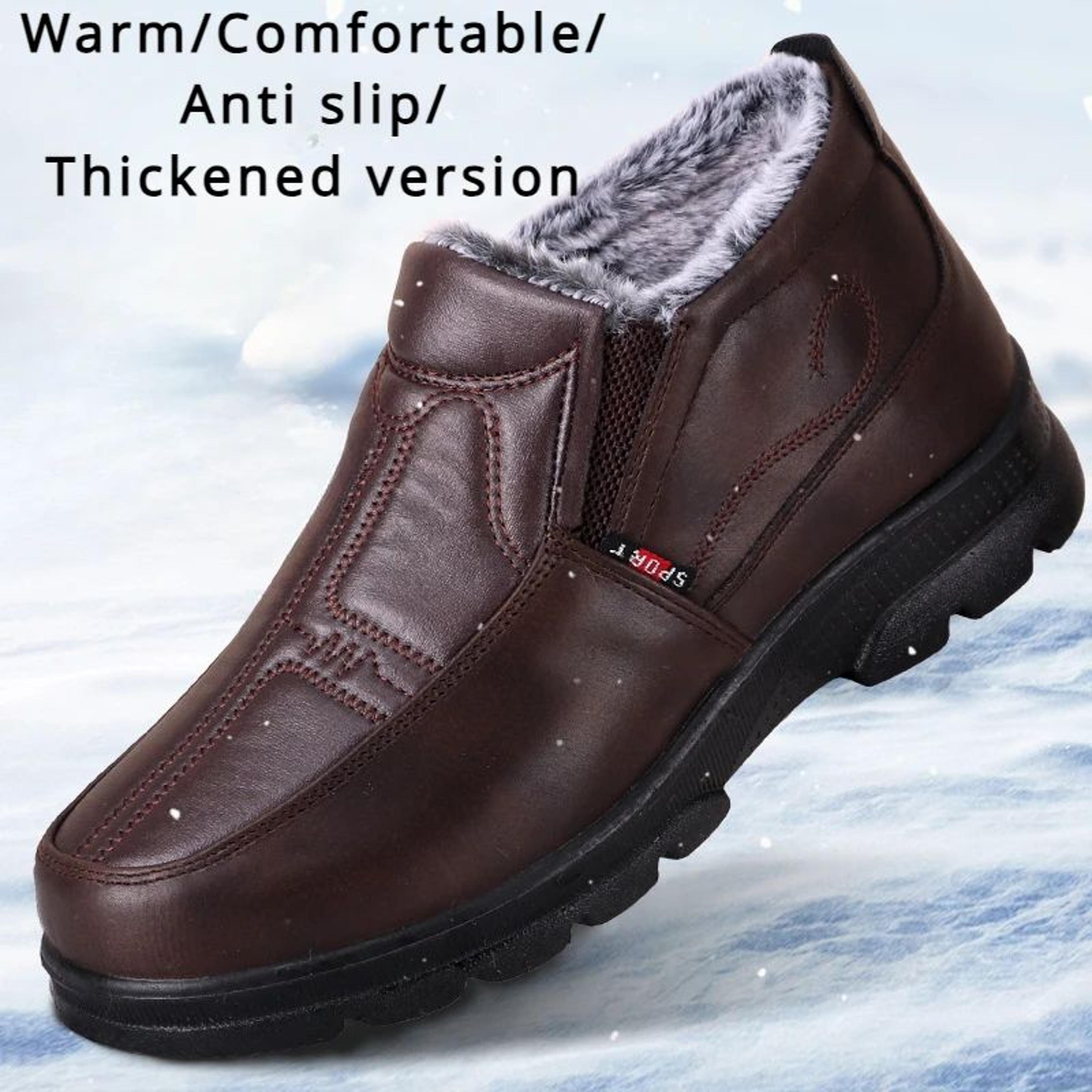 Mens Waterproof Casual Snow Boots Winter Fashion Nonslip Cotton Shoes 1