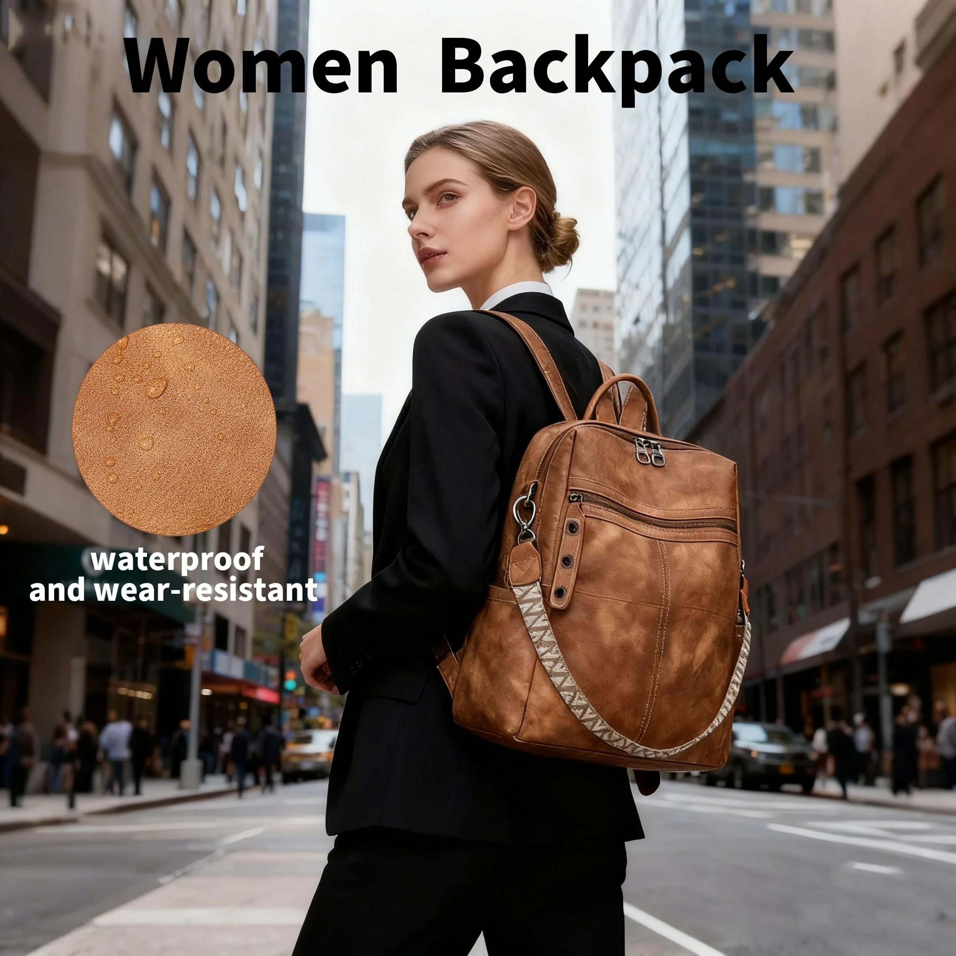 retro fashion pu leather travel back pack