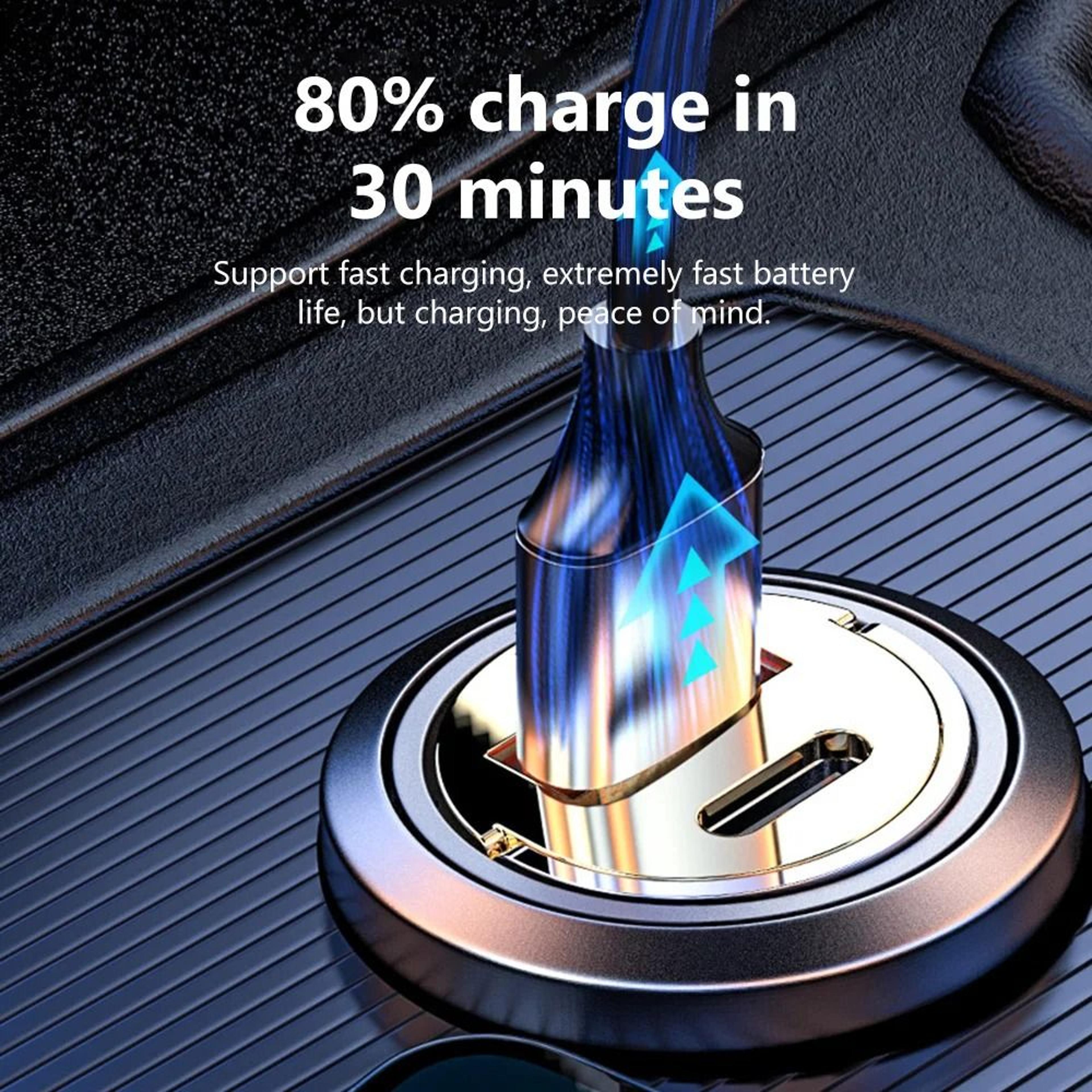 Elough 120W Transparent Fast Charging Car Adapter 1