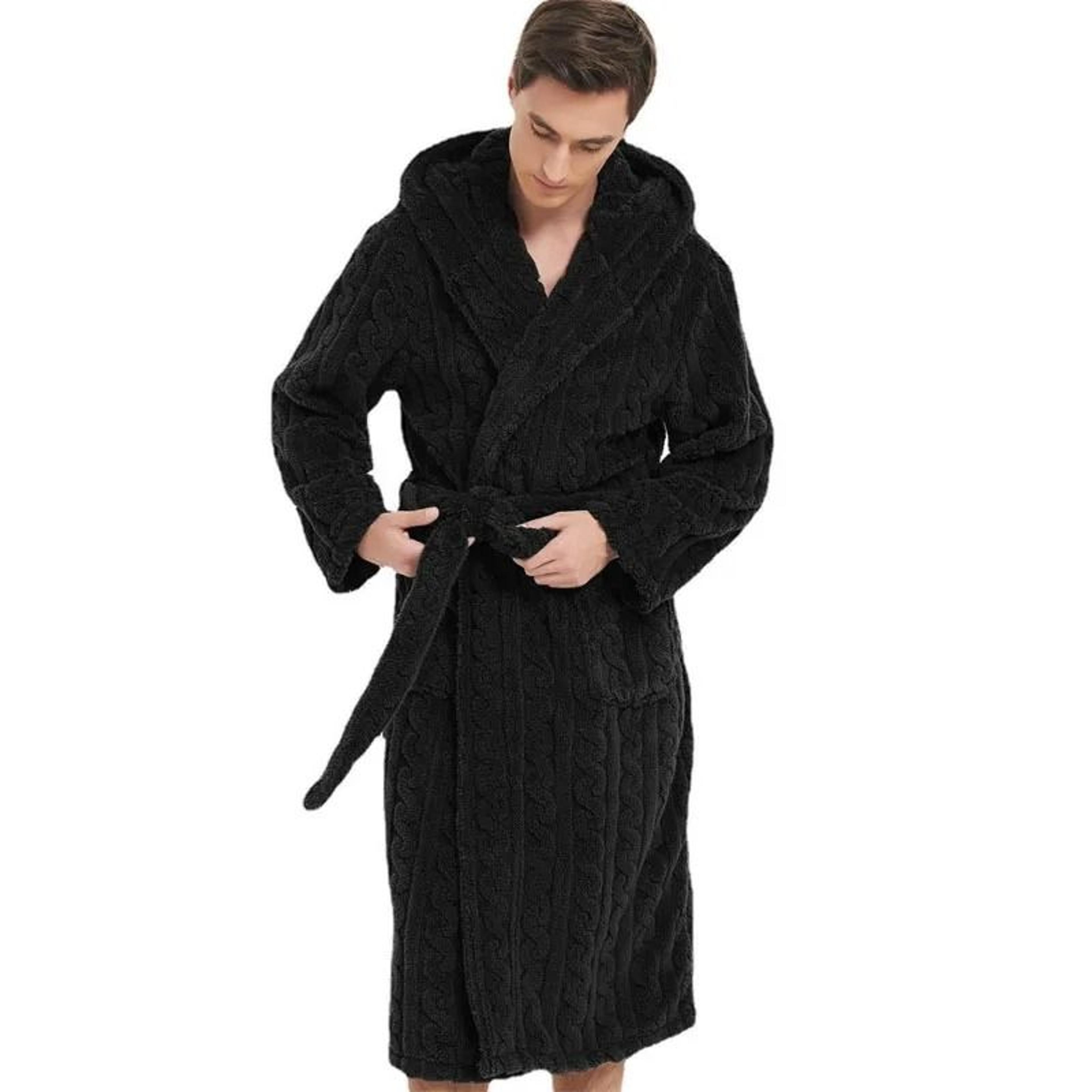 Luxurious Thickened Jacquard Hooded Couples Robe 3
