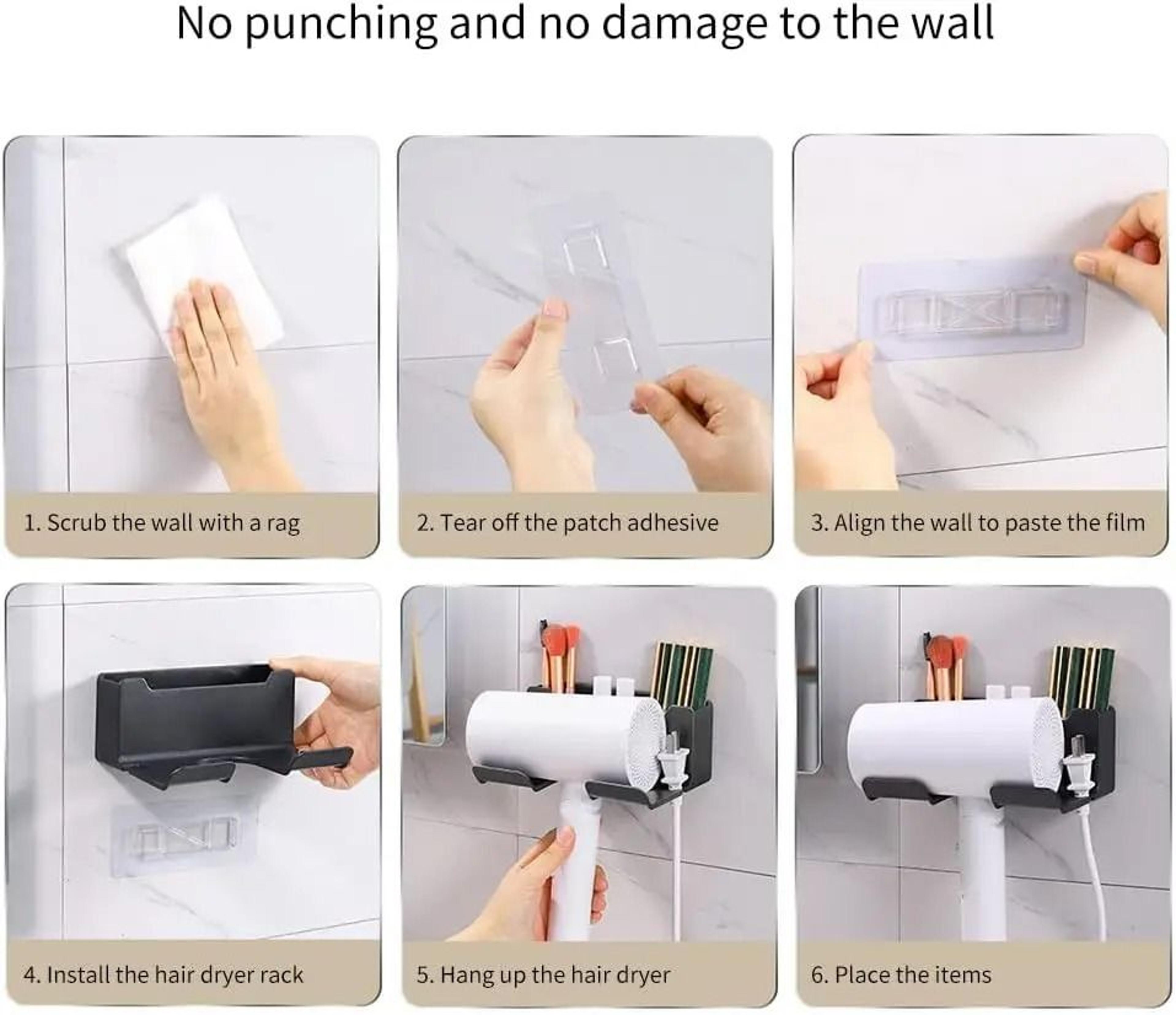 Wall Mounted MultiFunctional Hair Dryer  Tool Organizer 1