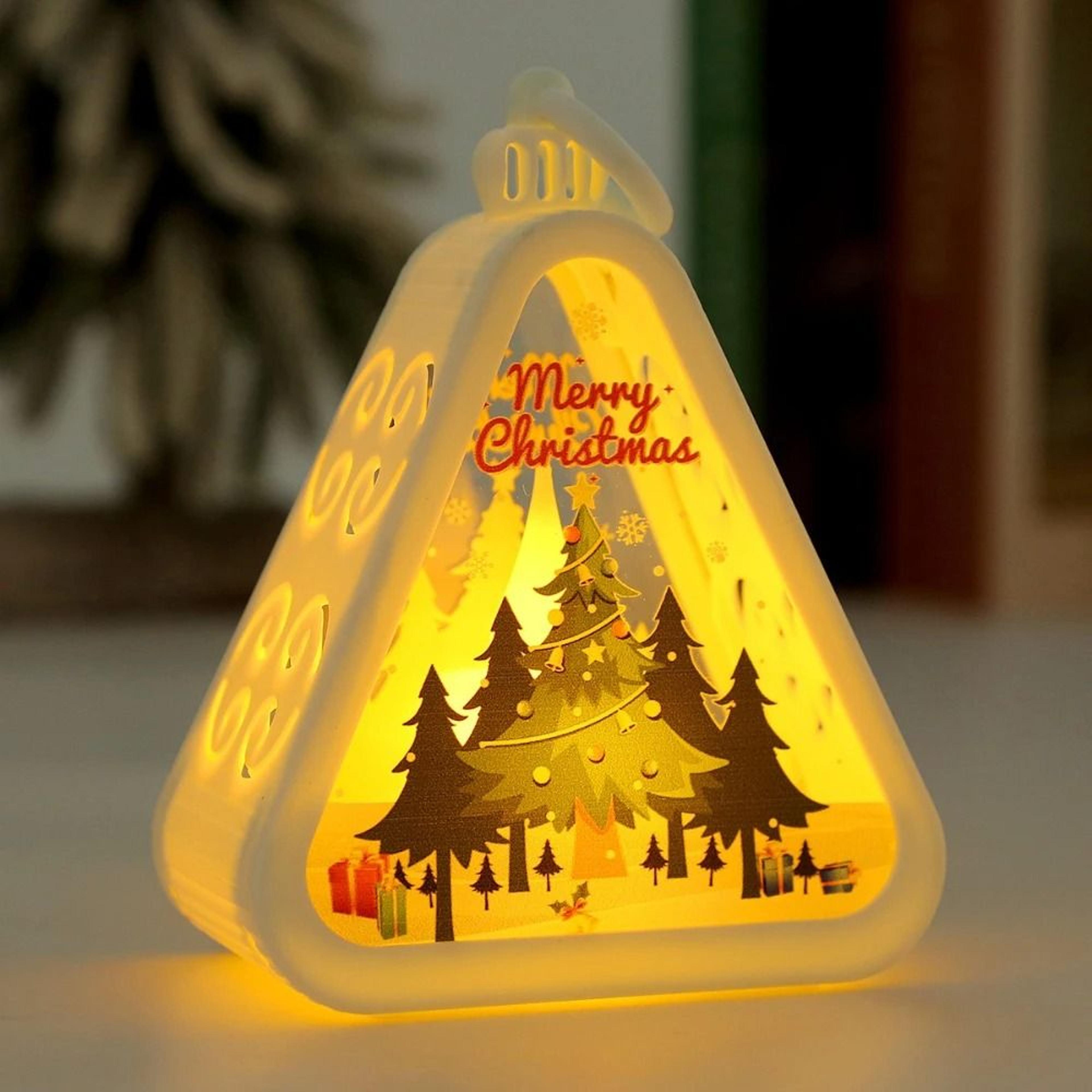 Mini Christmas LED Triangle Lantern Ornament 8