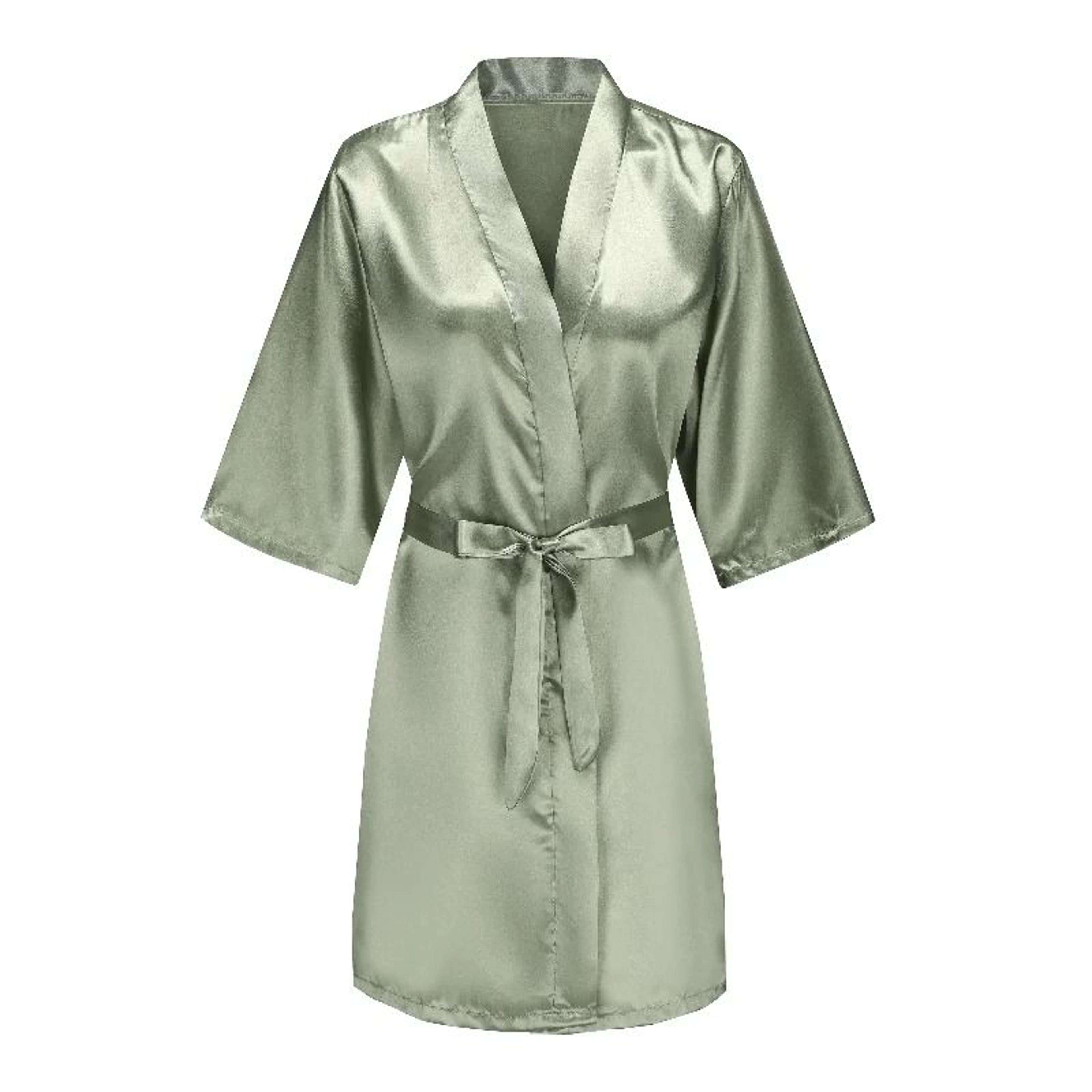 Womens Grass Green Bride And Bridesmaid Satin Robes 5