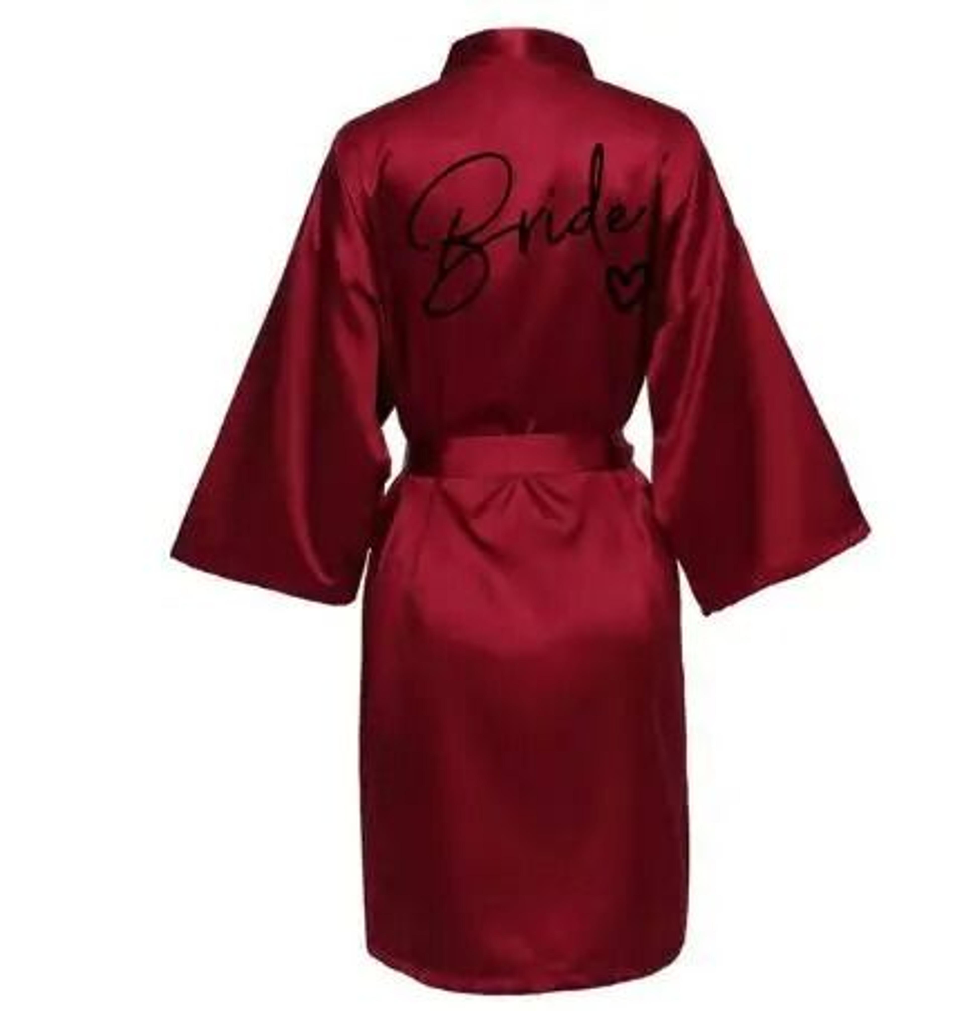 Womens Team Bride Satin Kimono Robe 1