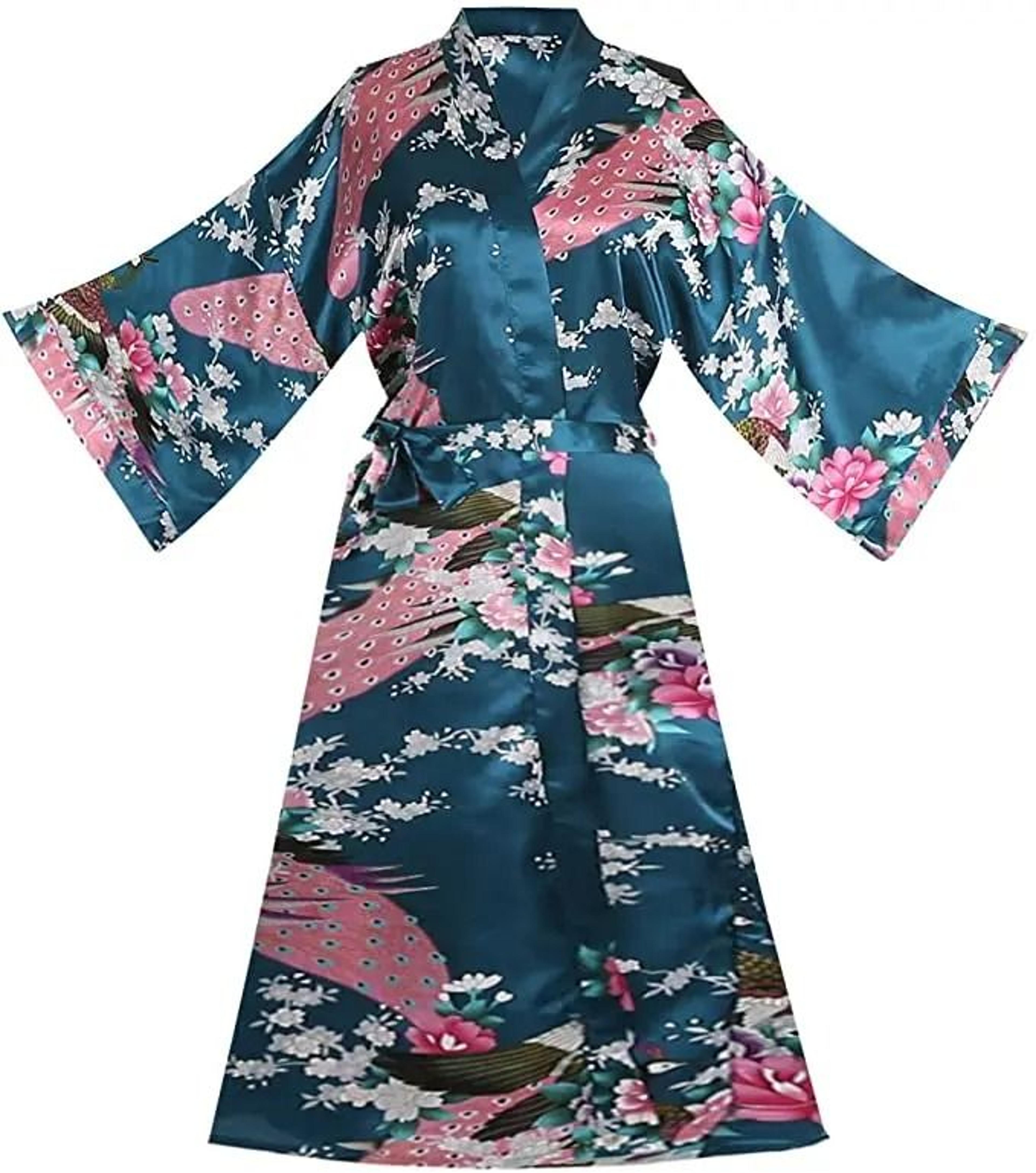 Womens Floral Silk Satin Wedding Robe 10