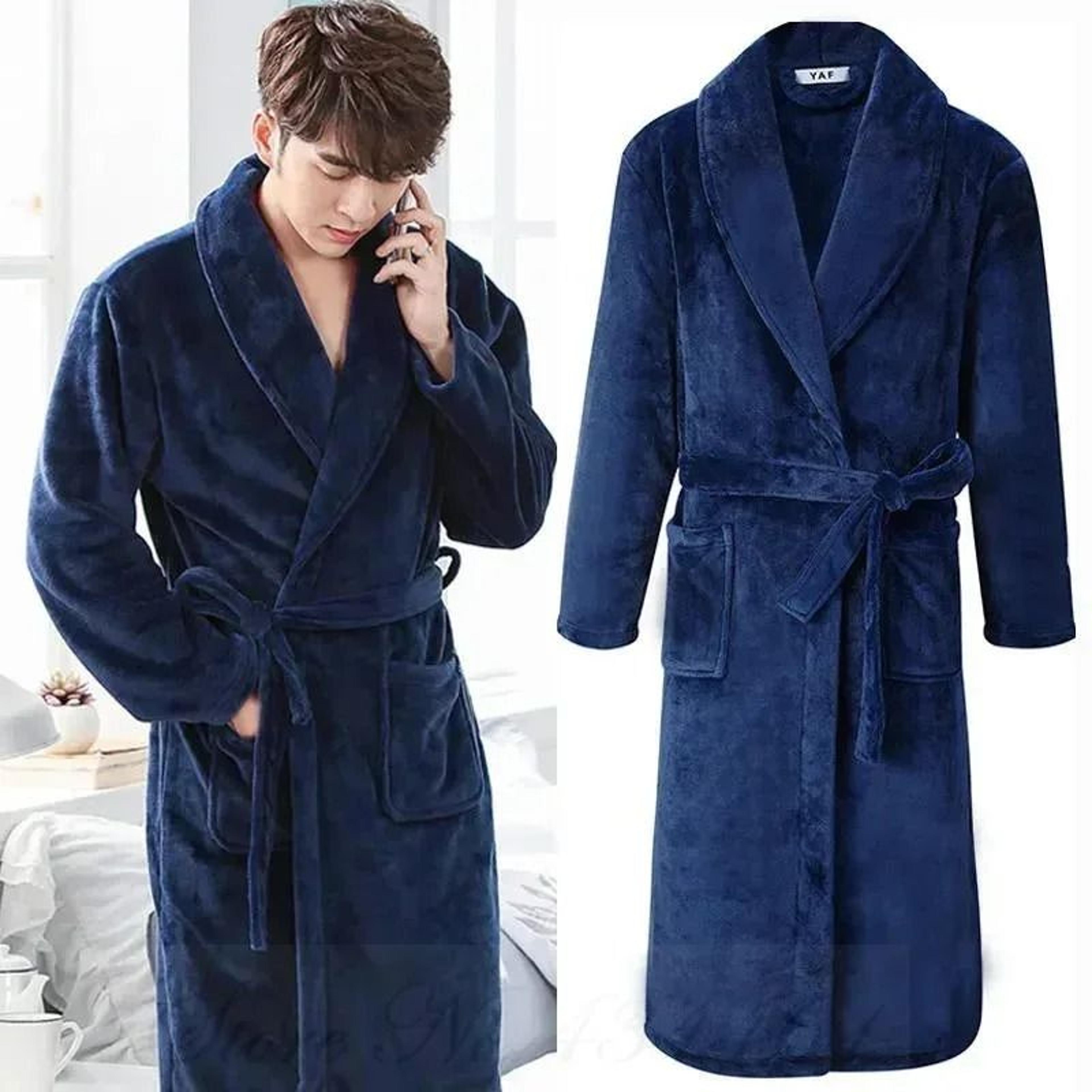men's plus size thick flannel coral fleece robe