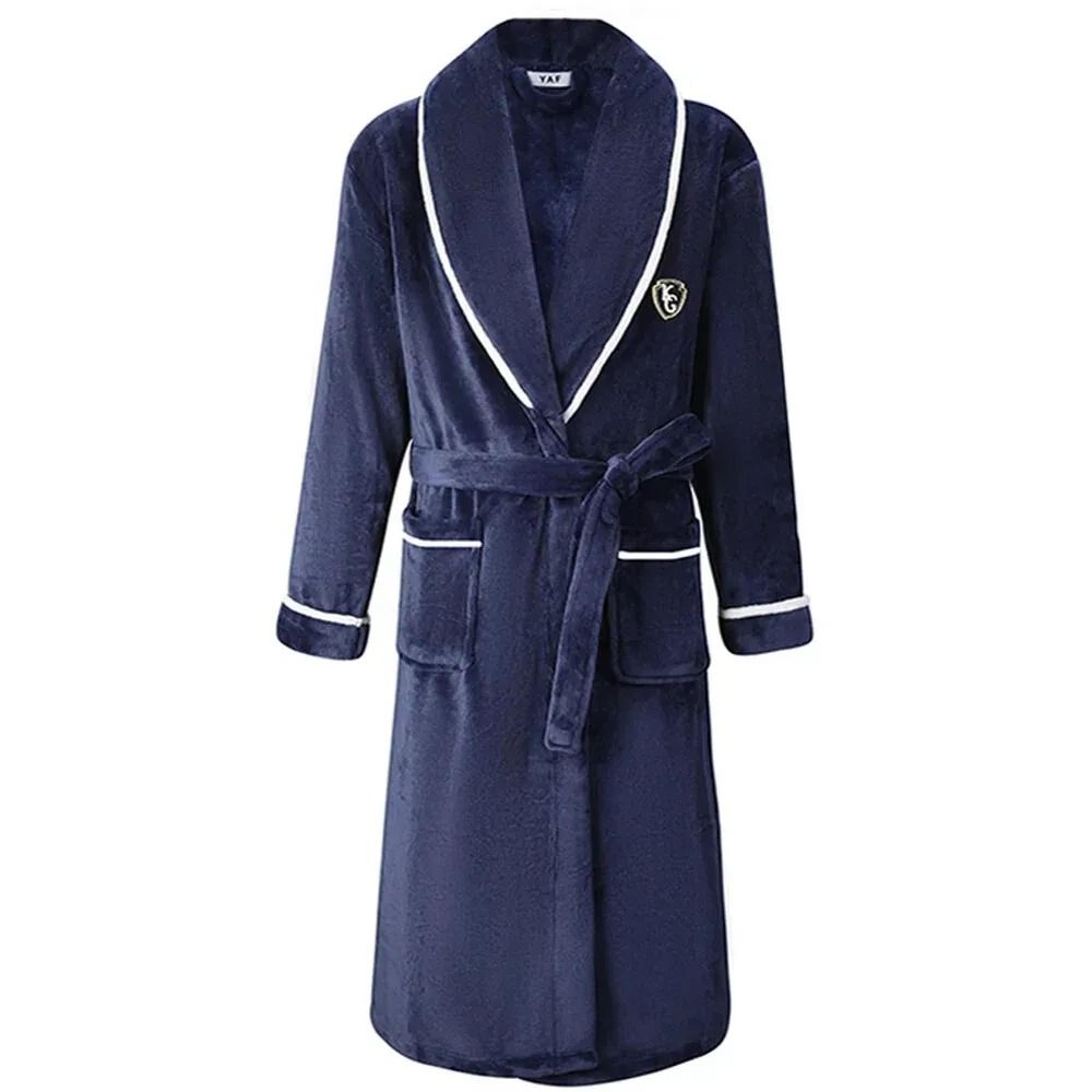 Mens Plus Size Thick Flannel Coral Fleece Robe 8