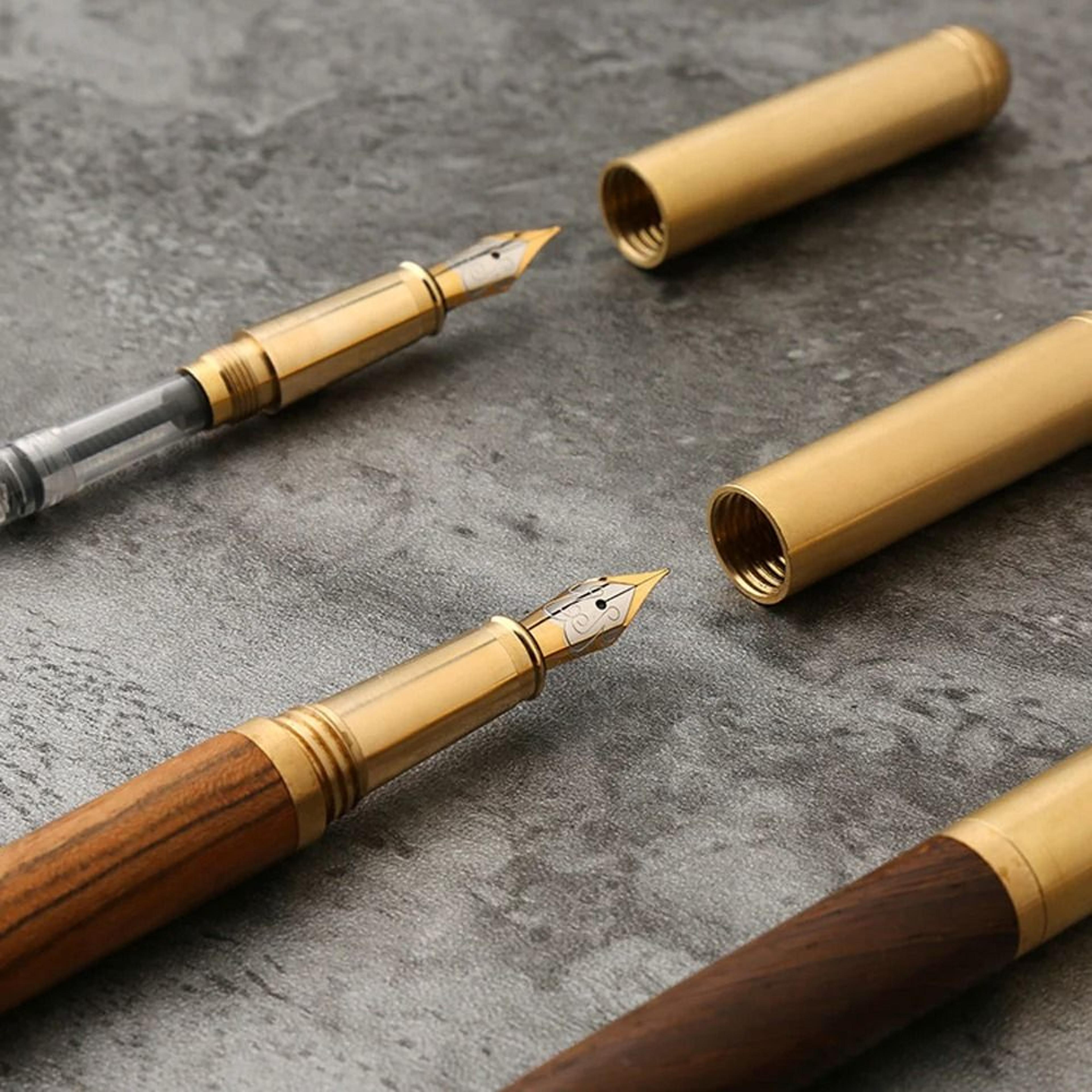 Handcrafted Rosewood And Bronze Fineline Fountain Pen 4